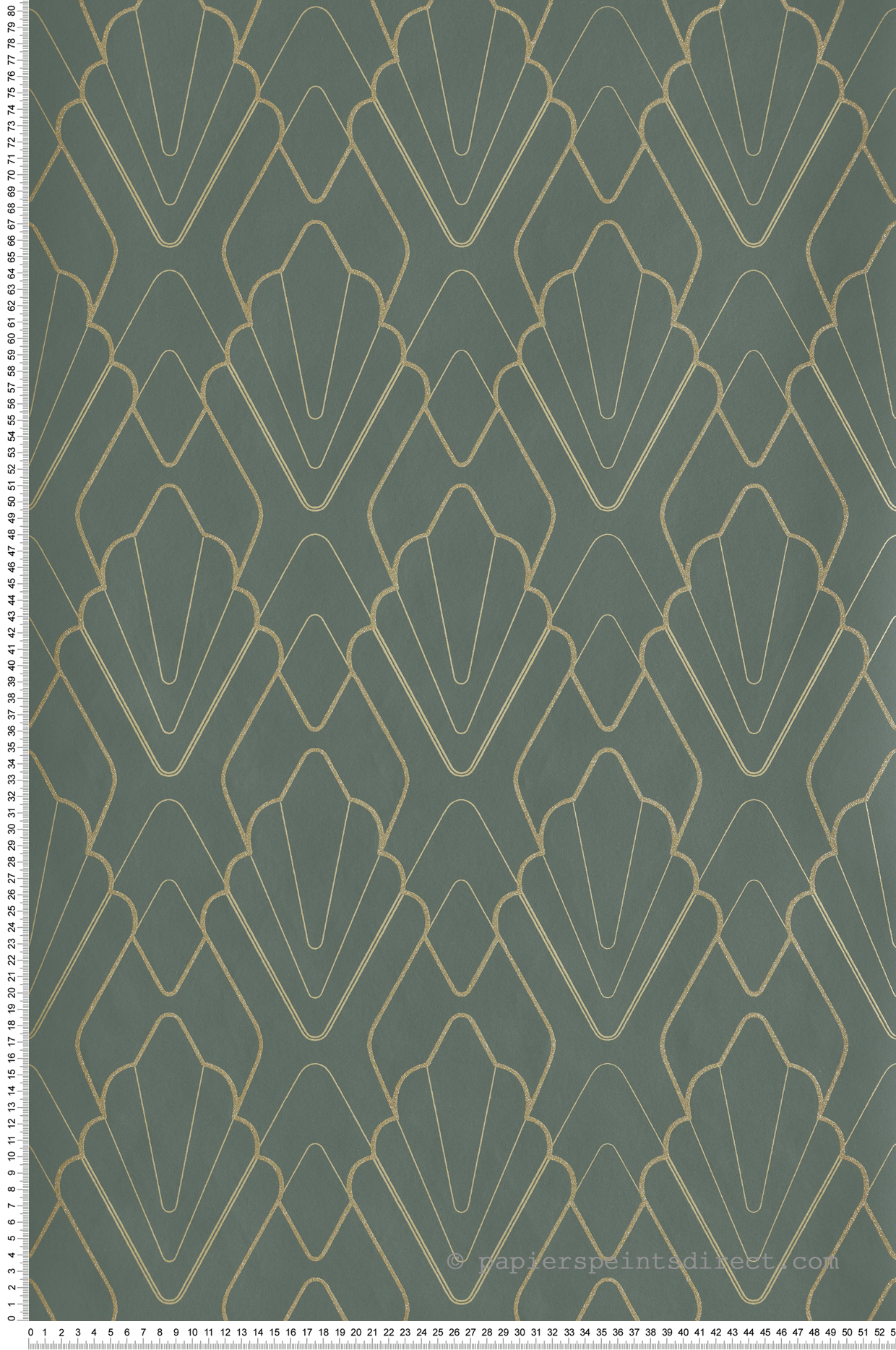 Papier peint Art Déco Style vert doré - Demeures de Montecolino | Réf. MC-650209