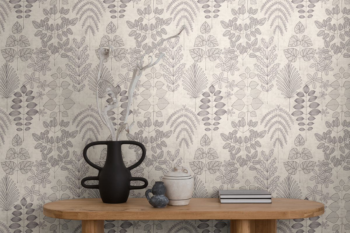 Papier peint Herbier Graphique Athyrium gris - Nordic Feeling d'A.S. Création AMB2 | Réf. AS-791495