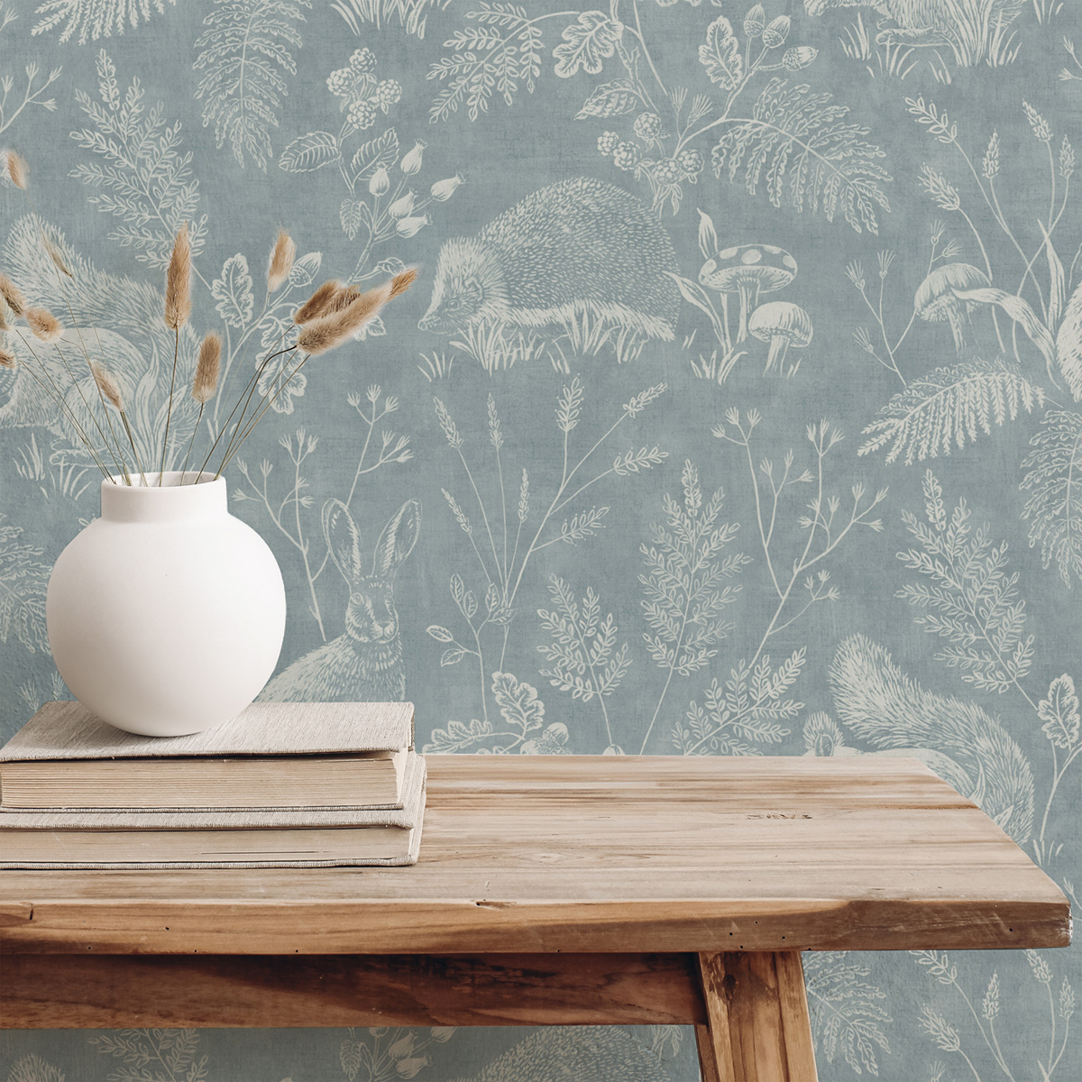 Papier peint Toile de Jouy Animaux Woodland bleu - Beaux Arts de Lutèce AMB1| Réf. LTC-M1802