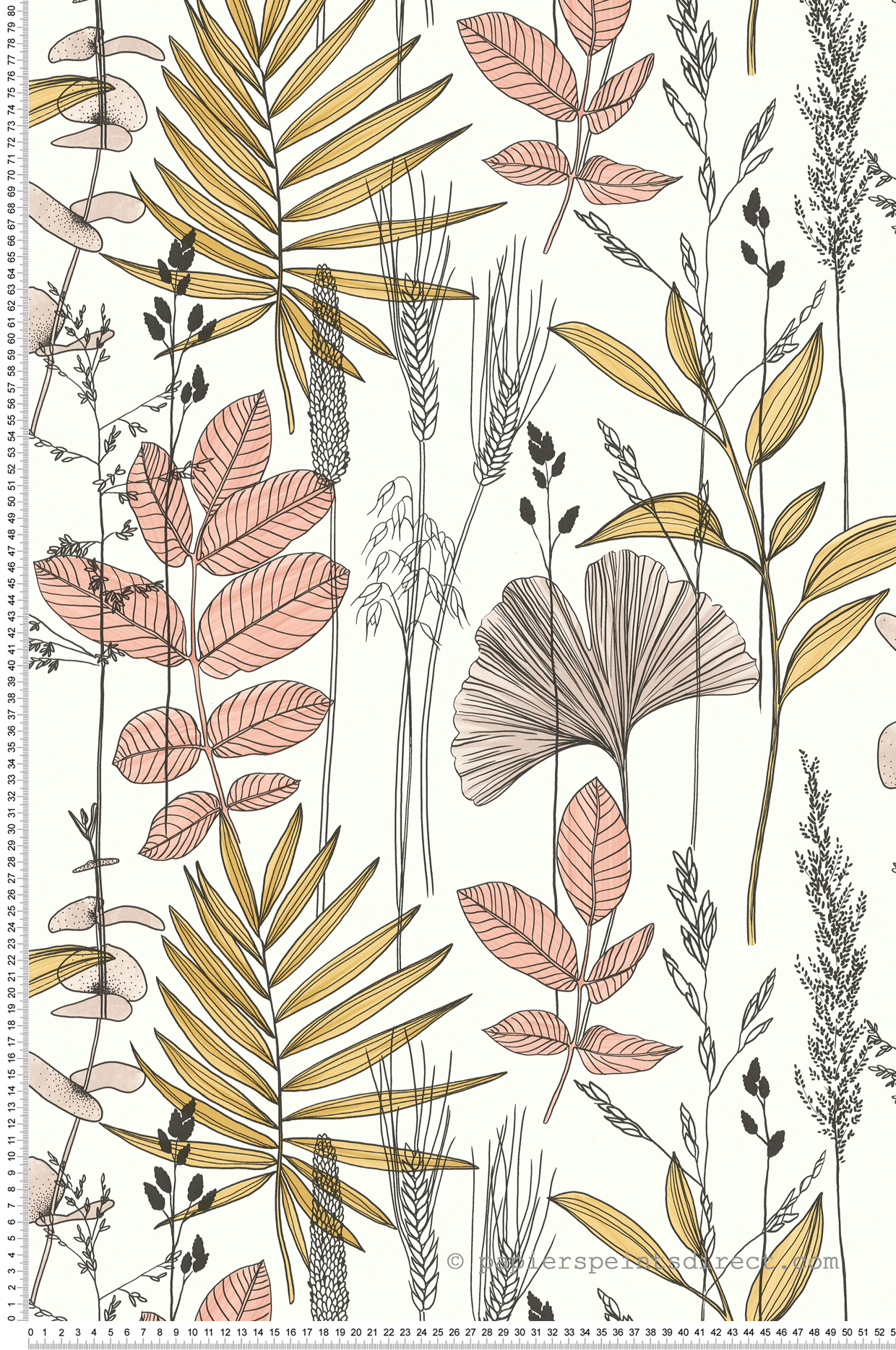 Papier peint Exotique Ginkgo Graminée beige rose - Les Essentiels de Lutèce | Réf. LTC-51210307
