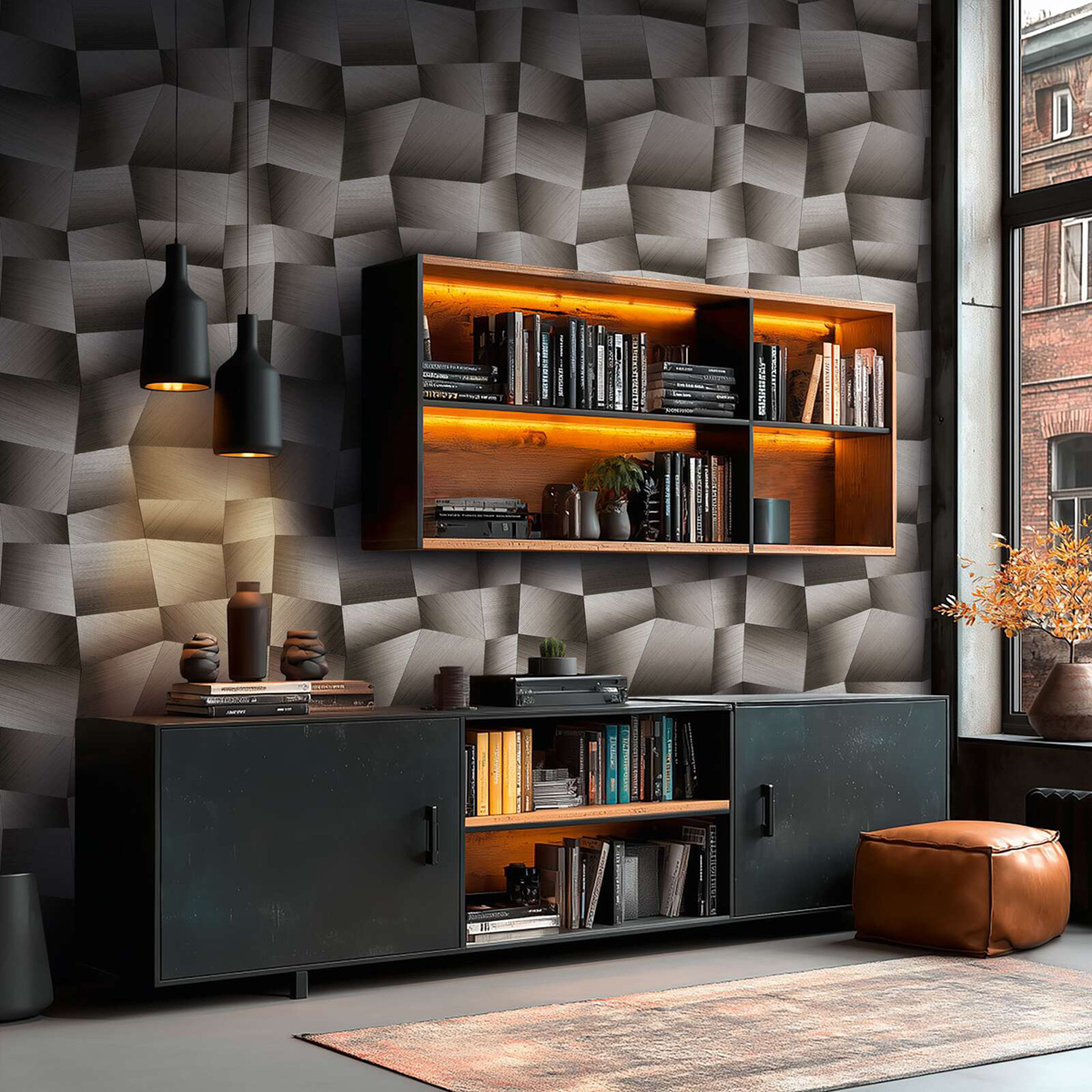 Papier peint Panneaux Géométriques Métal argenté - Vibes & Styles d'A.S. Création | Réf. AS-791975