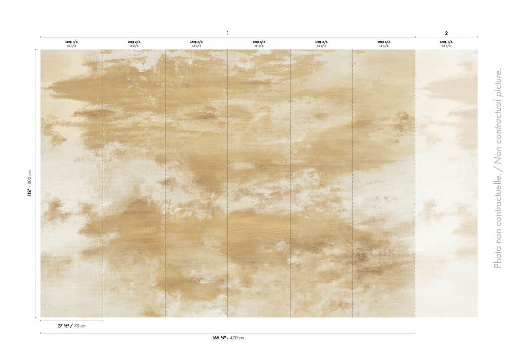 Papier peint panoramique Ciel Heure Dorée ivoire doré - Panoramas 4 de Casamance AMBR | Réf. CAS-76751018