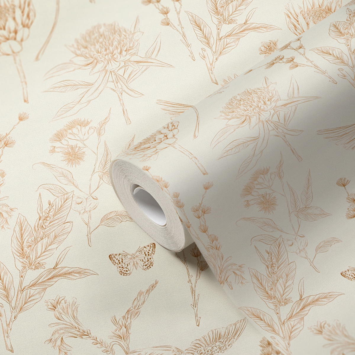 Papier peint Oiseau Nature Papillon marron blanc - Drawn Into Nature de Livingwalls AMB4| Réf. 39429-1