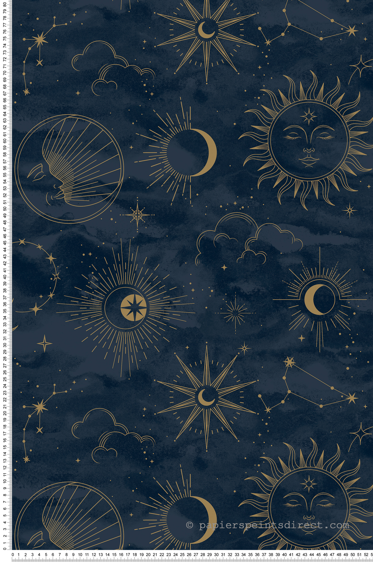 Papier peint Soleil Mystique Contemporain bleu doré - Imagine de Lutèce | Réf. LTC-DL27587