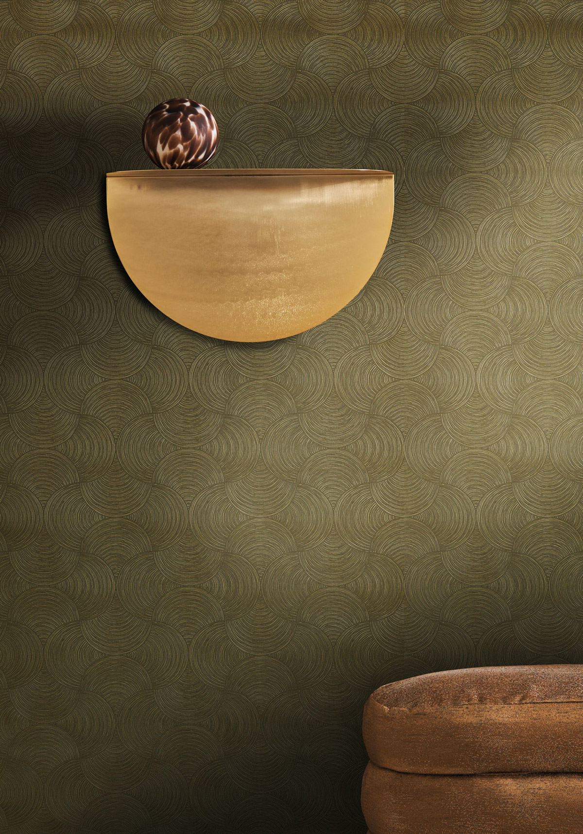 Papier peint Éventail Art Déco Météore bronze argile - Magnitude de Casamance | Réf. CAS-76630814