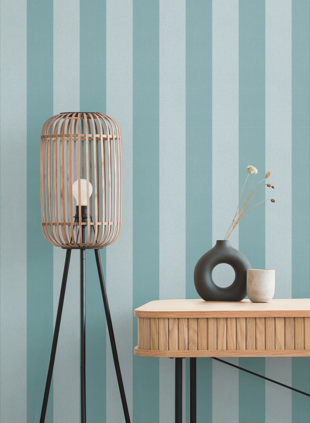 Papier peint Rayure Verticale turquoise - Pure Elegance d'A.S. Création AMB4 | Réf. AS-397928