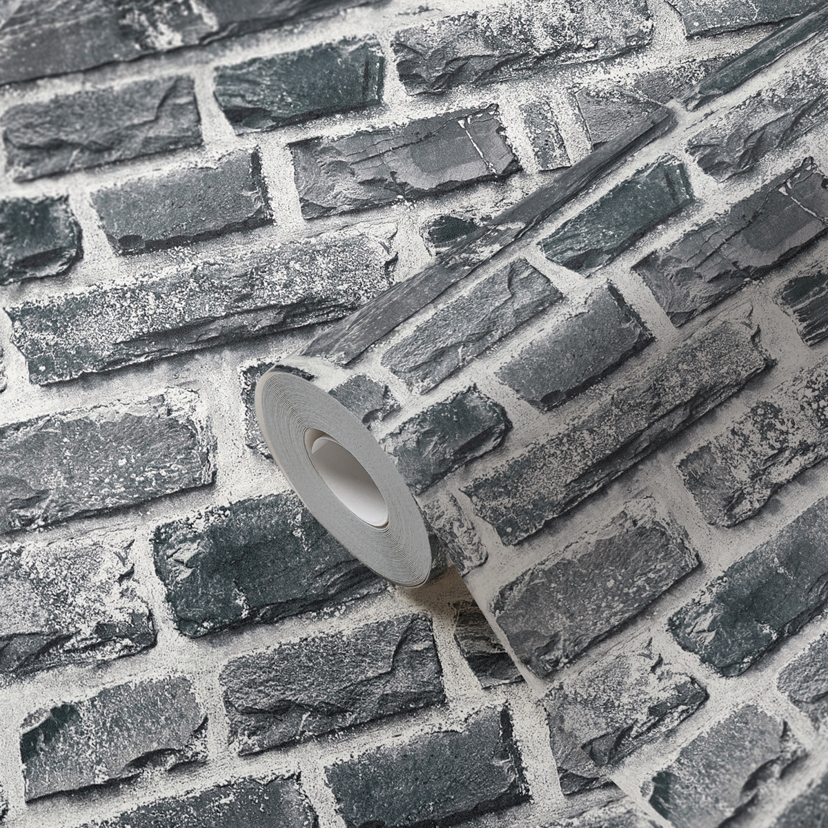 Papier peint Pierre Briquettes anthracite - Elements 2 d'A.S. Création ROLLZ | Réf. AS-361404