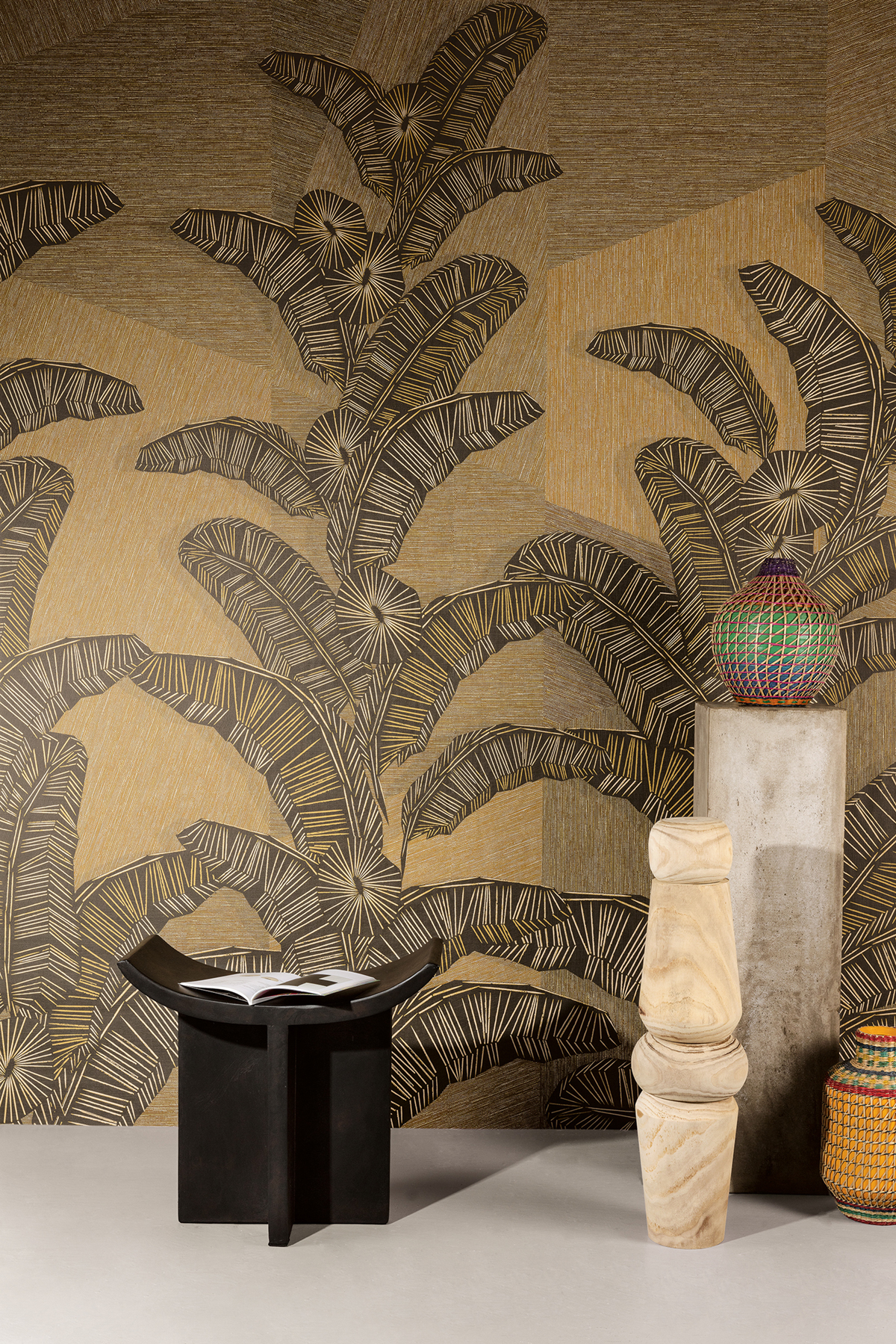 Papier peint panoramique Palme Graphique Yucatan jaune - C H260 - Amani de Masureel | Réf. MAS-DGAMA2013-260