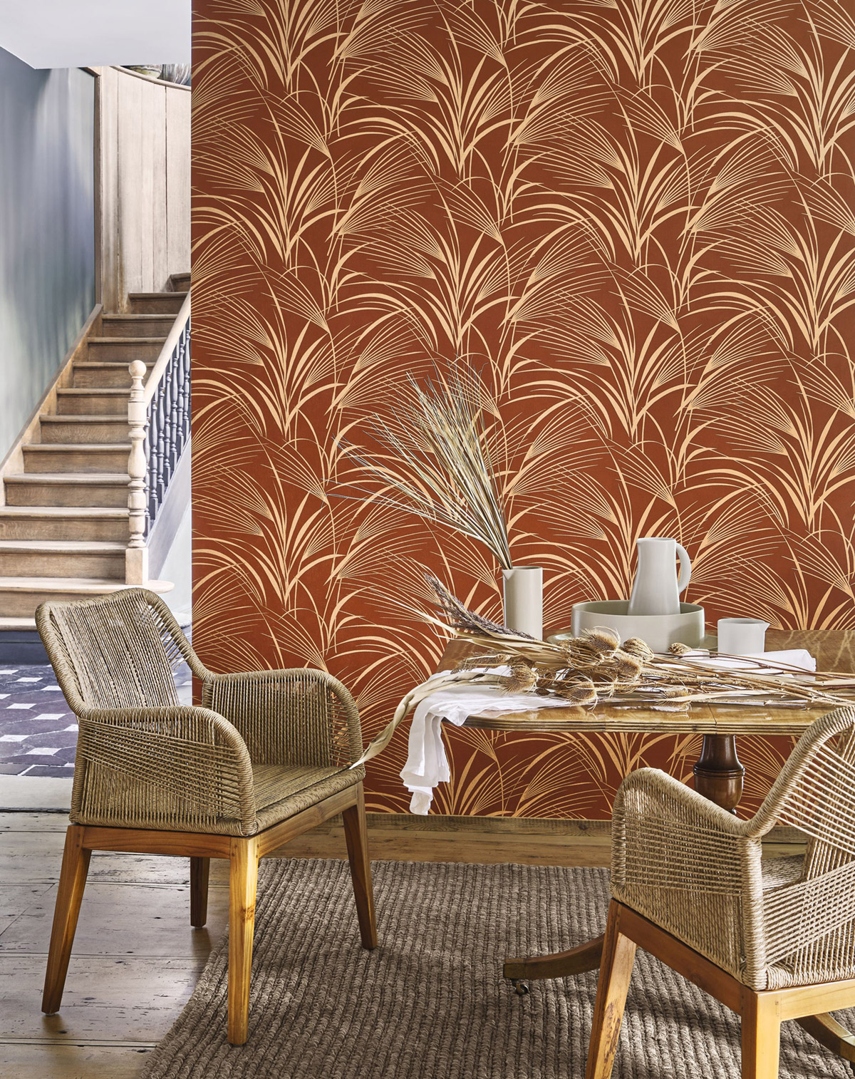 Papier peint Herbe Samarra rouille doré - Babylone de Casadéco | Réf. BBLN89728852