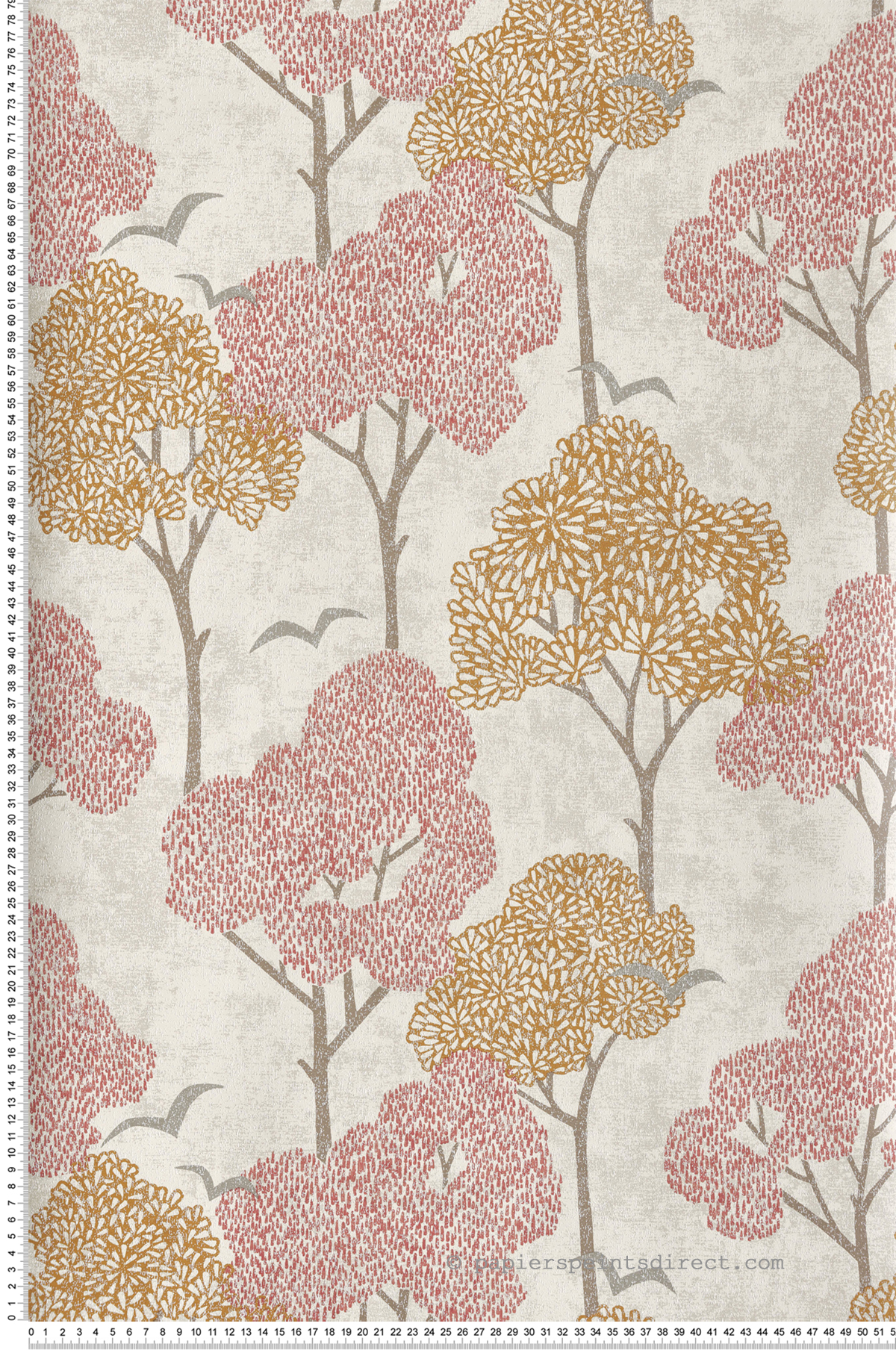 Papier peint Arbre Graphique Lykke rouge brique camel - Delicatesse de Lutèce | Réf. LTC-FD26544