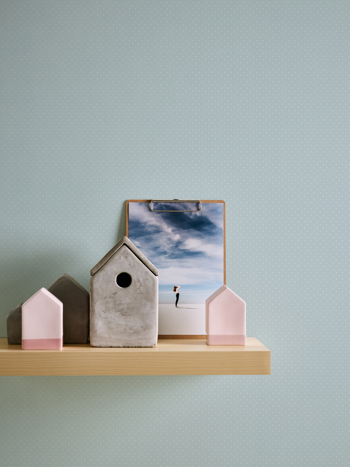 Papier peint Pois Charme bleu ciel blanc - Maison Charme d'A.S. Création AMB2 | Réf. AS-390701