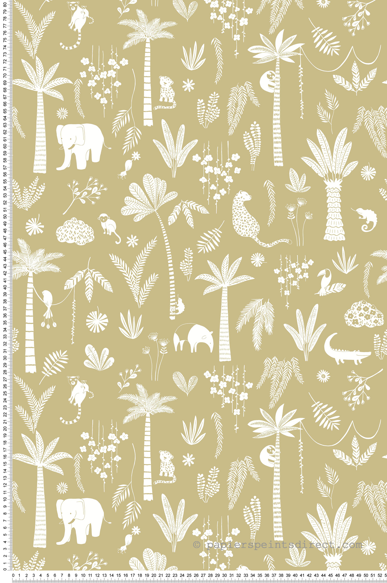 Papier peint Animaux Enfant Poetic Jungle vert olive - Once Upon A Time 2 de Casadéco | Réf. OUTD200767272