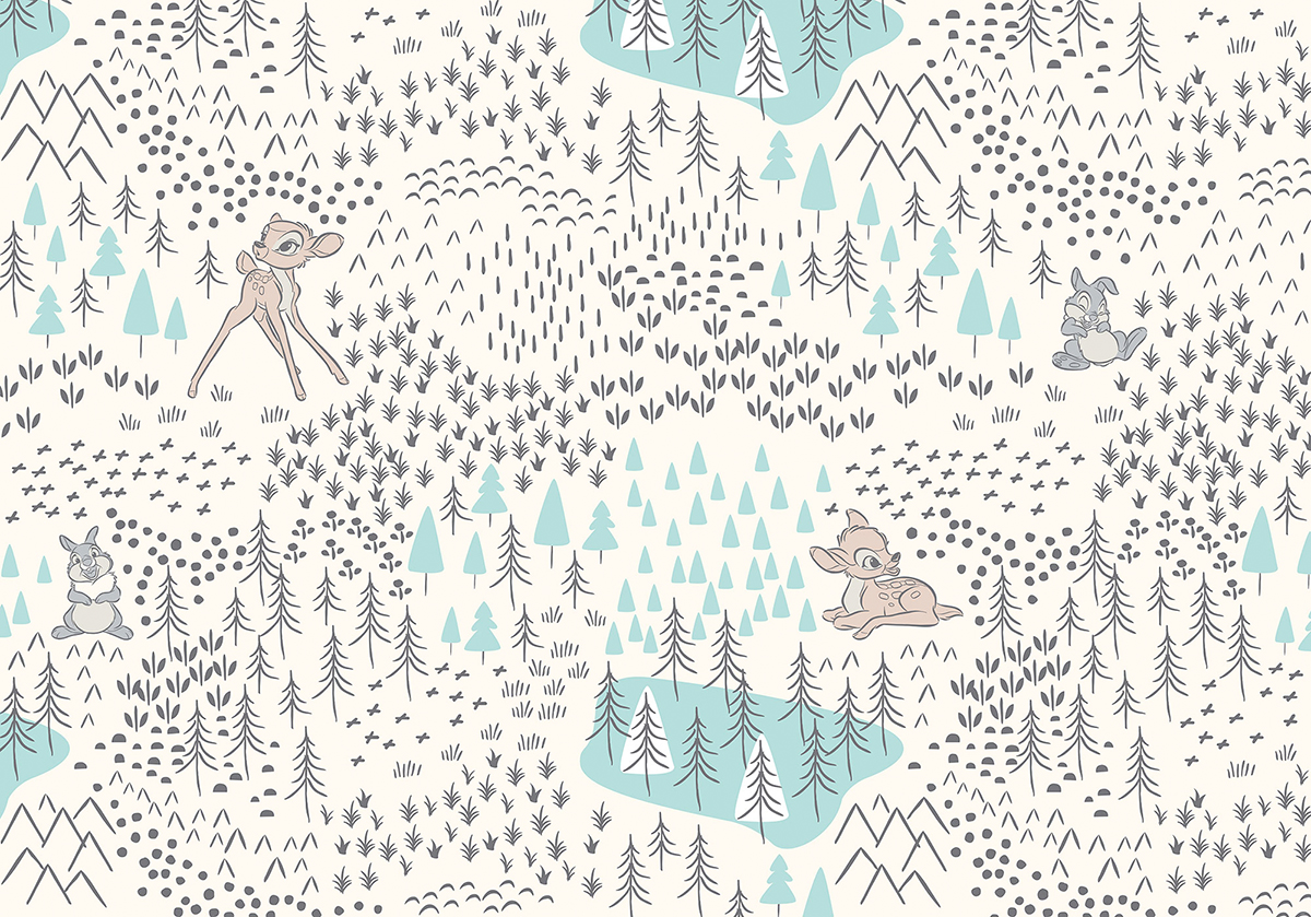 Papier peint panoramique Forêt Bambi PanPan - Papier Peint Komar Into Adventure
