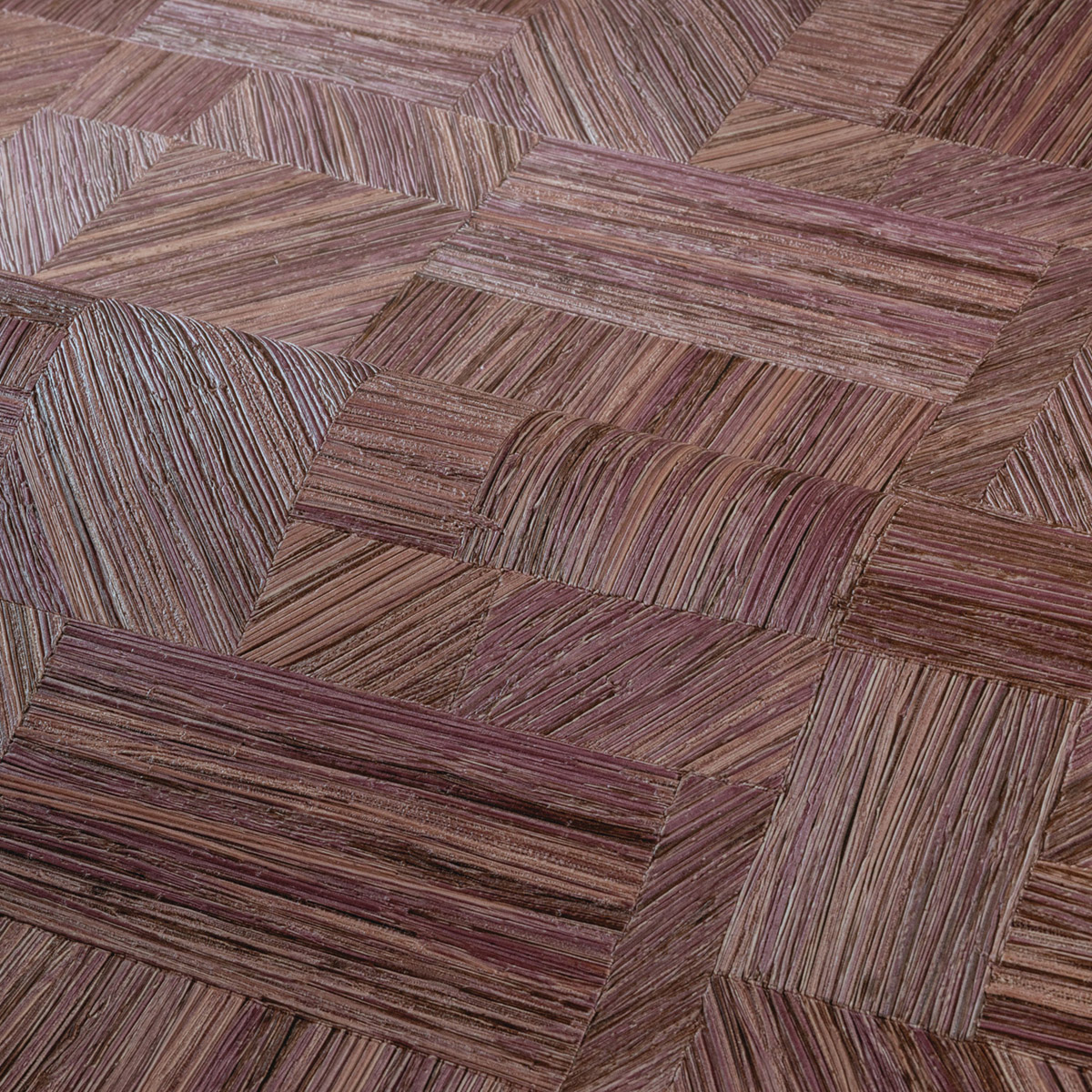 Papier peint Marqueterie Paille Imbrication prune - Nature sur Mesure de Casamance | Réf. CAS-76892242