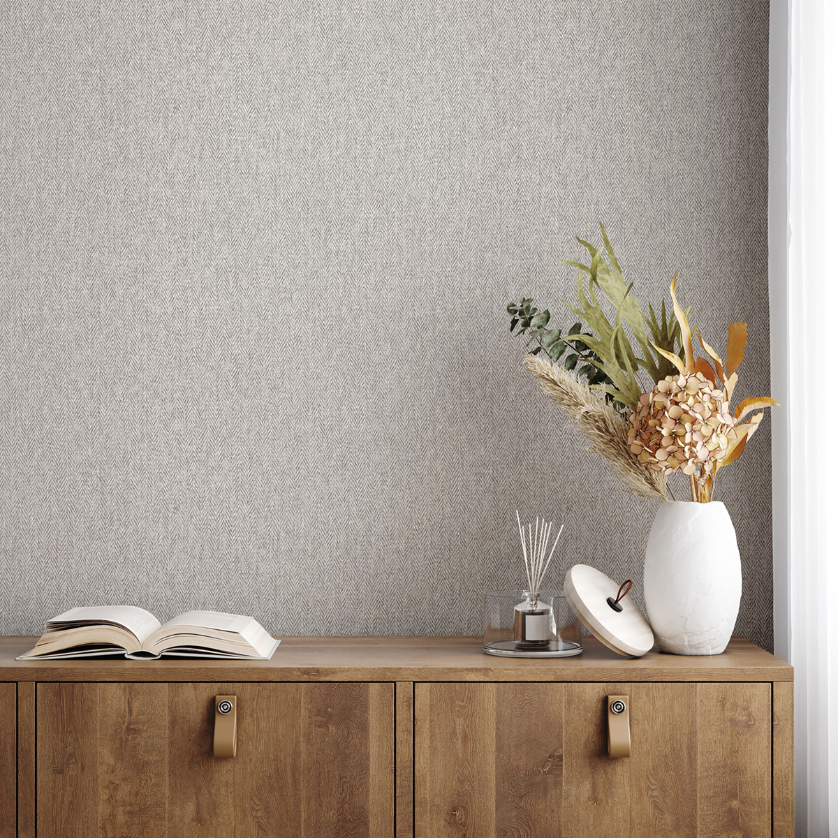 Papier peint Tweed Chevron Herringbone gris - Beaux Arts de Lutèce | Réf. LTC-M1827