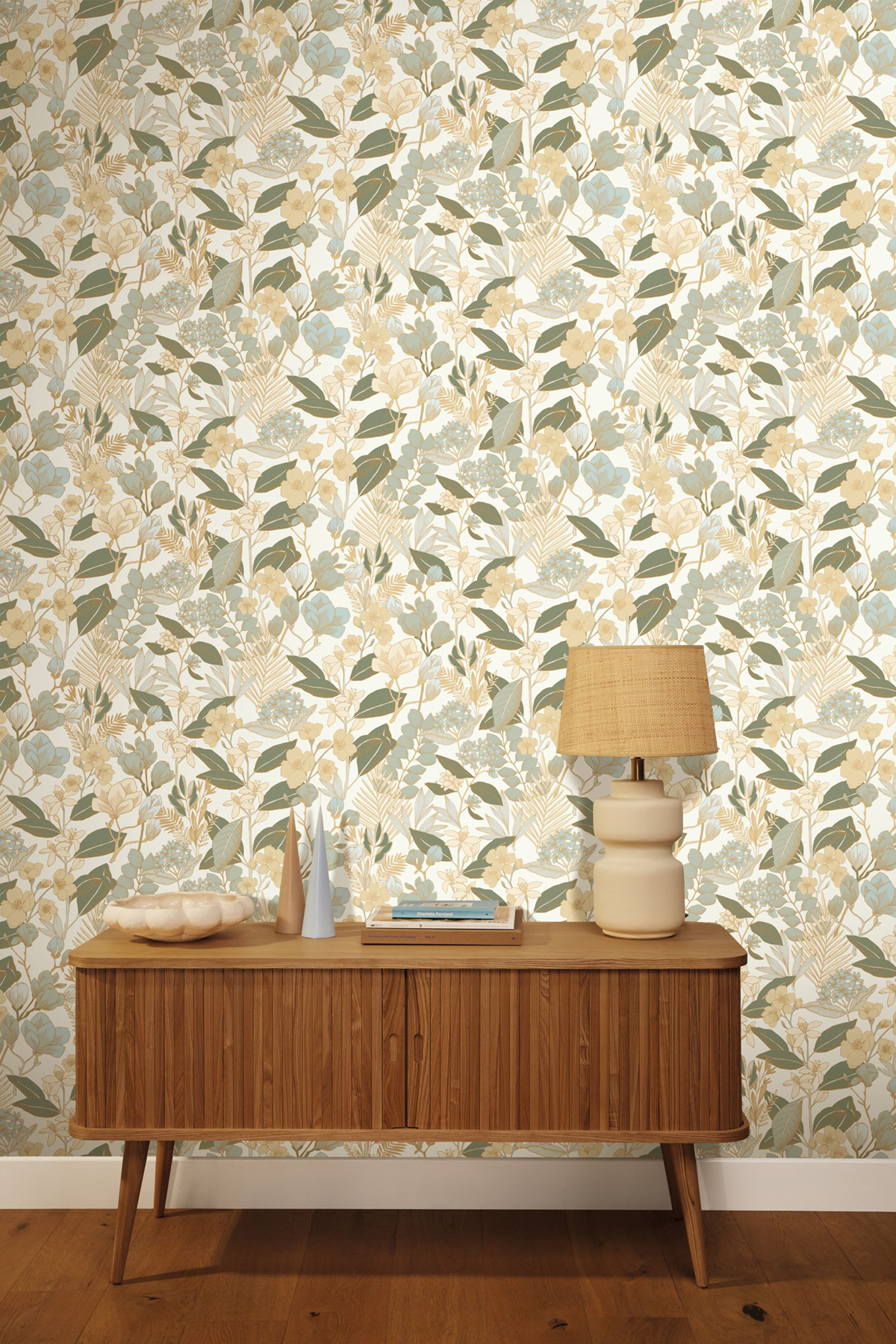 Papier peint Herbier Fleuri May vert sauge - Blue Shades de Casélio | Réf. BLS101857320