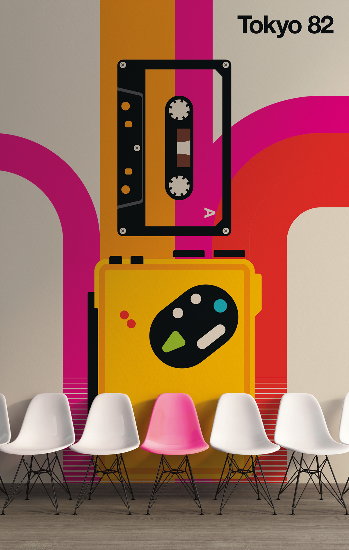 Papier peint panoramique Retro Pop Music Tokyo 82 - Référence DD120125 - Intissé 200g/m2 - Standard 200 x 270