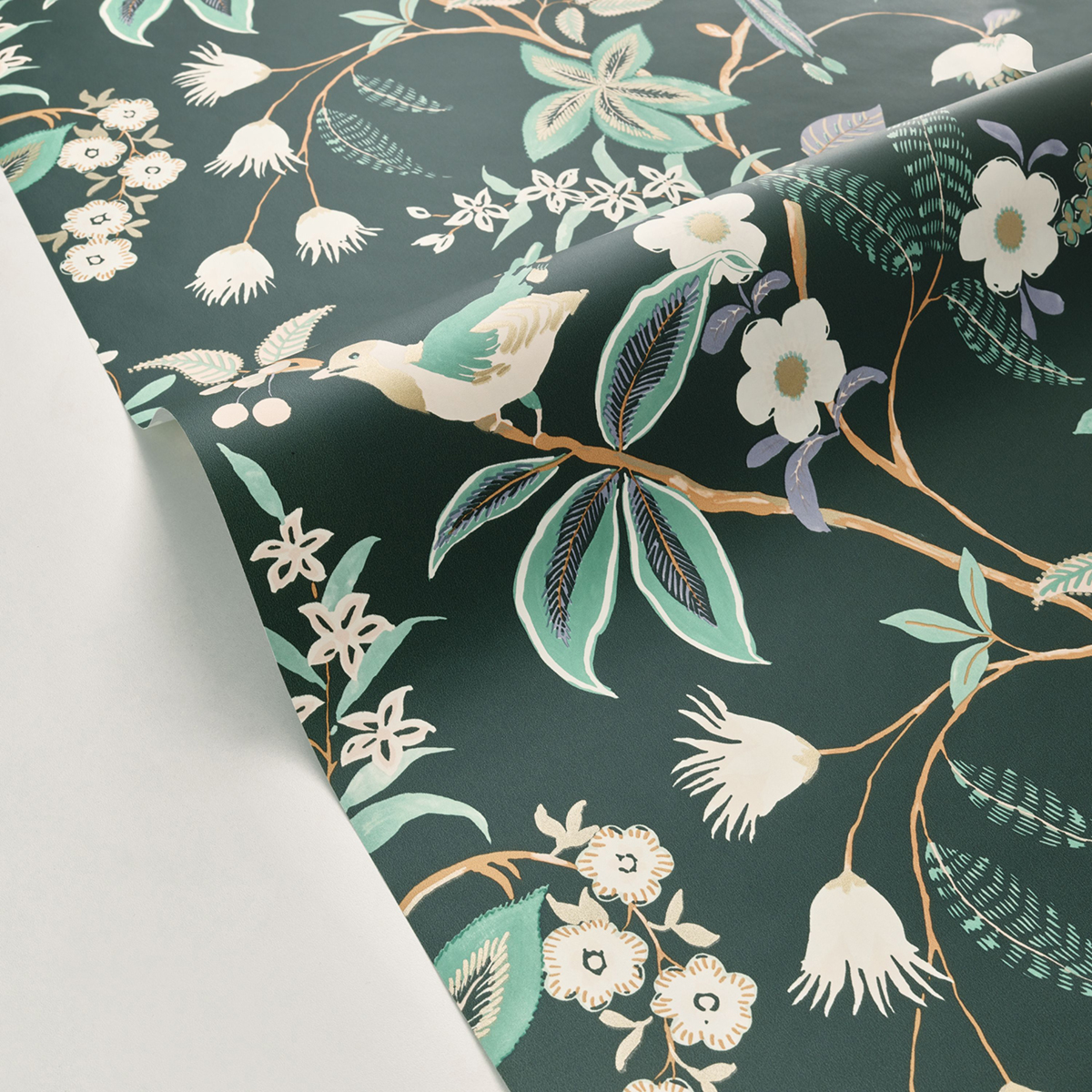 Papier peint Oiseau Feuillage Happy vert violet - Happy Therapy de Casélio AMBV | Réf. HTH104067576