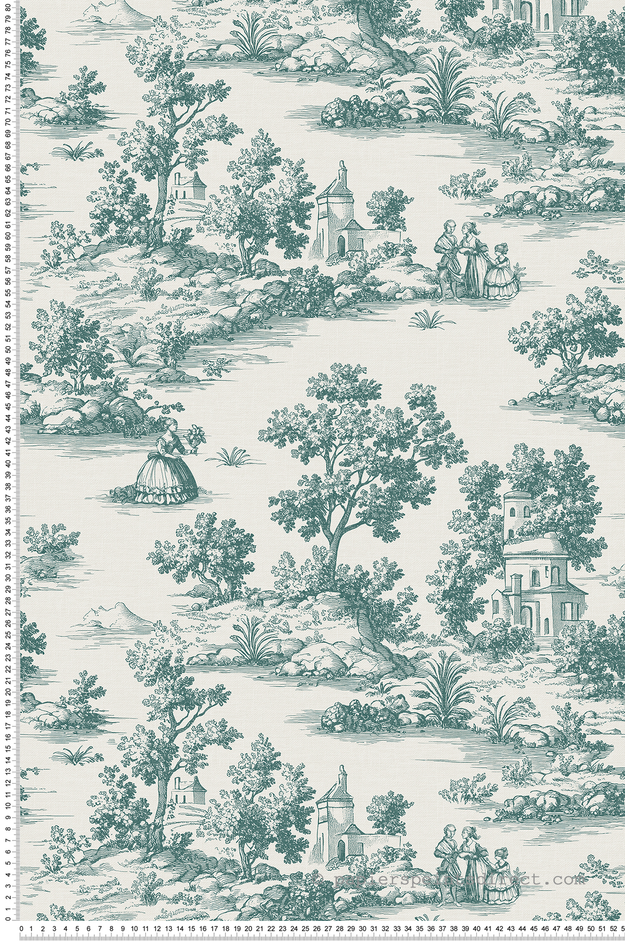 Papier peint Toile de Jouy Paysage vert anglais - Aristide de Lutèce | Réf. LTC-3858-1