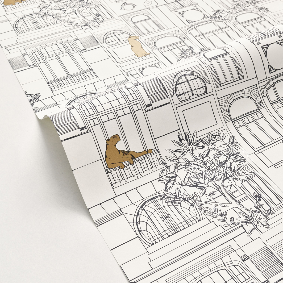 Papier peint Panthère James noir blanc or - Golden Age de Casélio AMBV | Réf. GAG103780973