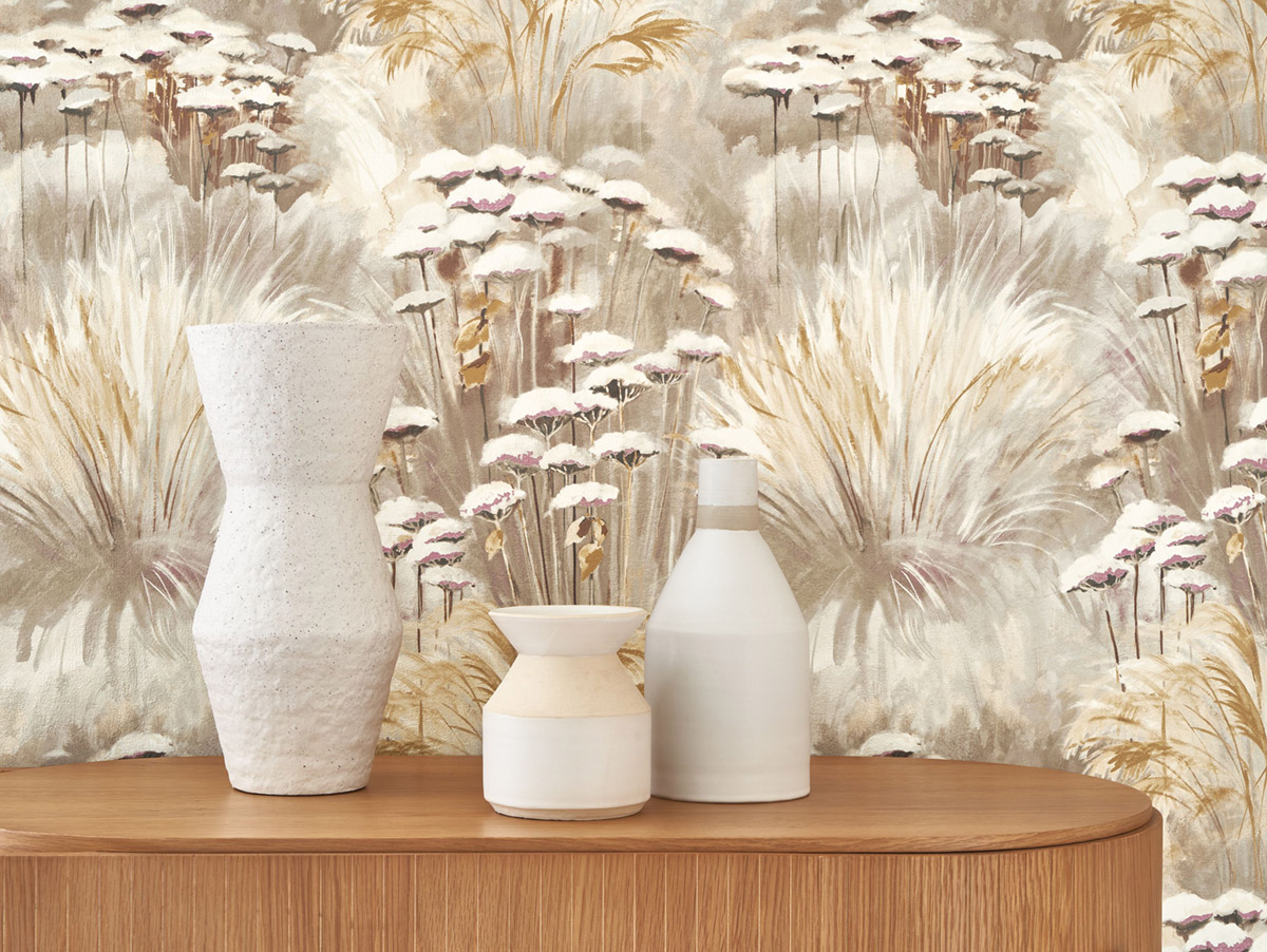 Papier peint Fleur Plante Oyat marron glacé - Sentier des Dunes de Casadéco AMB2 | Réf. SENT200948470