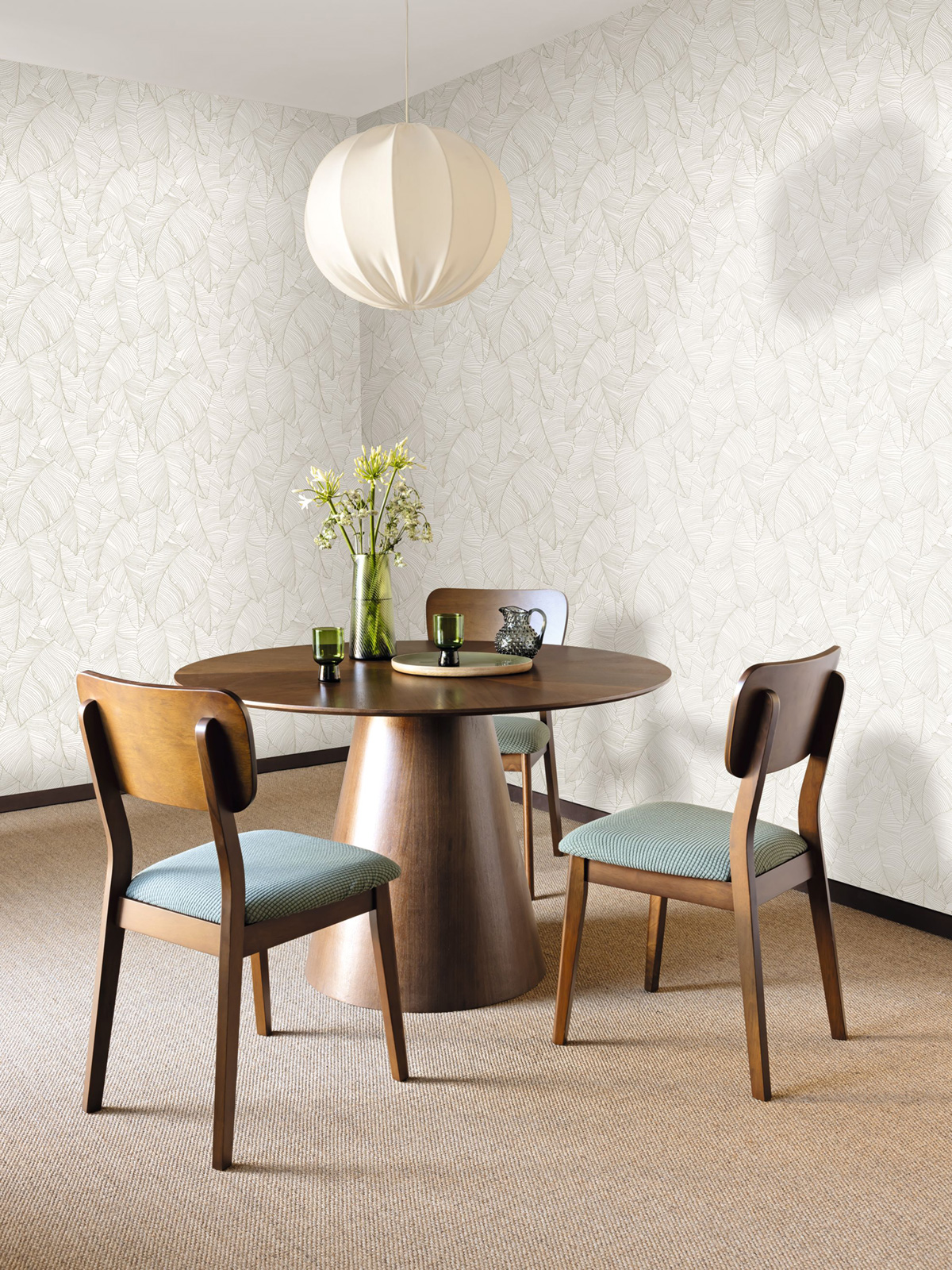 Papier peint Feuillage Vegetalia vert blanc - Borneo de Casélio | Réf. BORN106507050