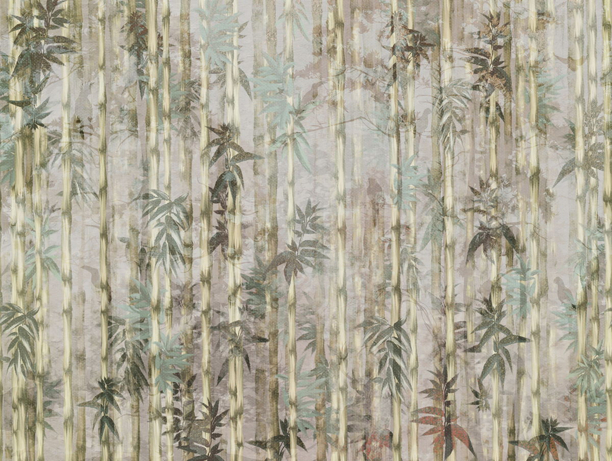 Papier peint panoramique Forêt de Bambou beige rosé - Panorama 2 de Lutèce | Réf. LTC-PAN1521C