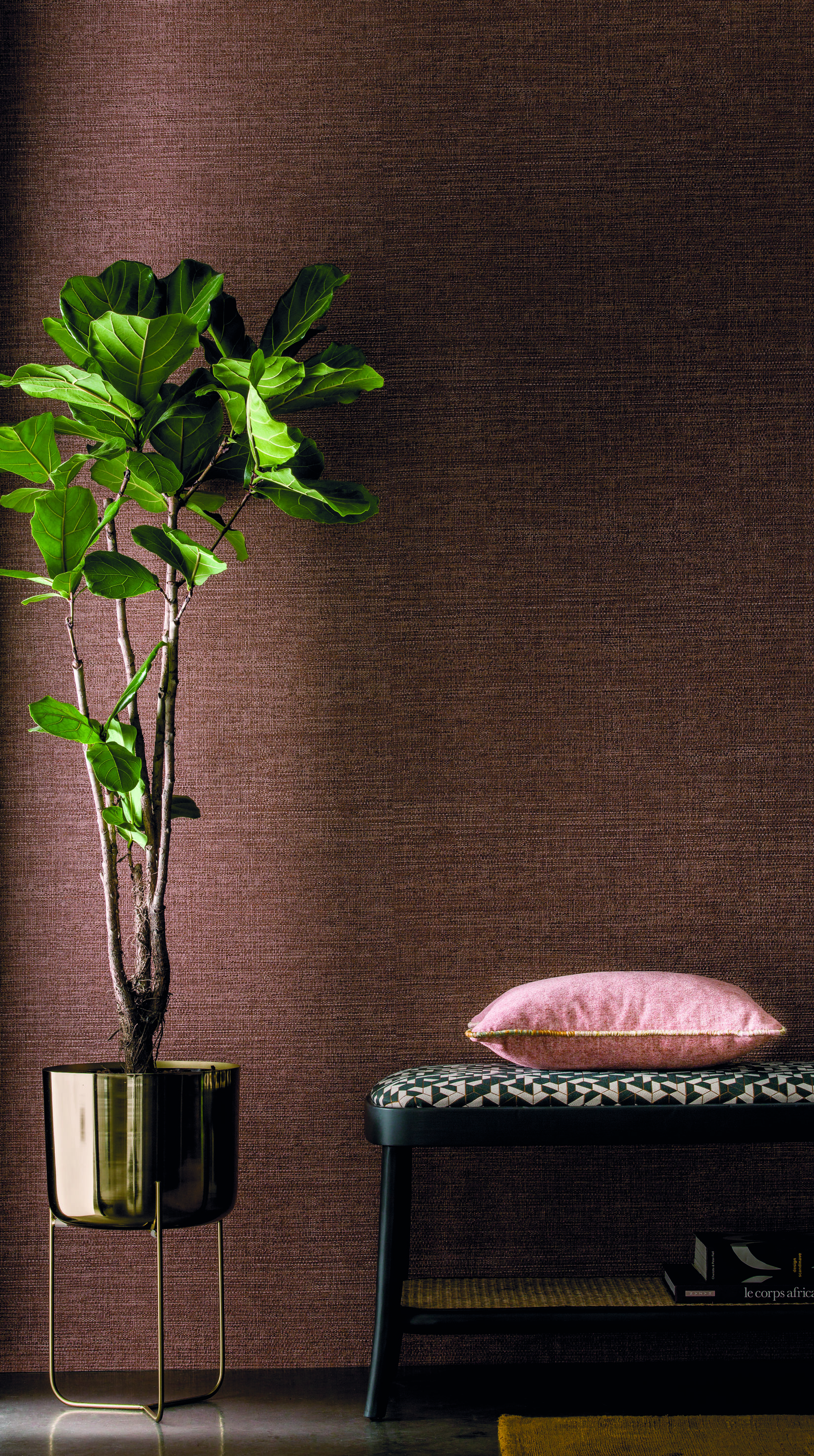 Papier peint Faux-uni Carioca Bordeaux - Rio Madeira de Casamance | Réf. CAS-74250916