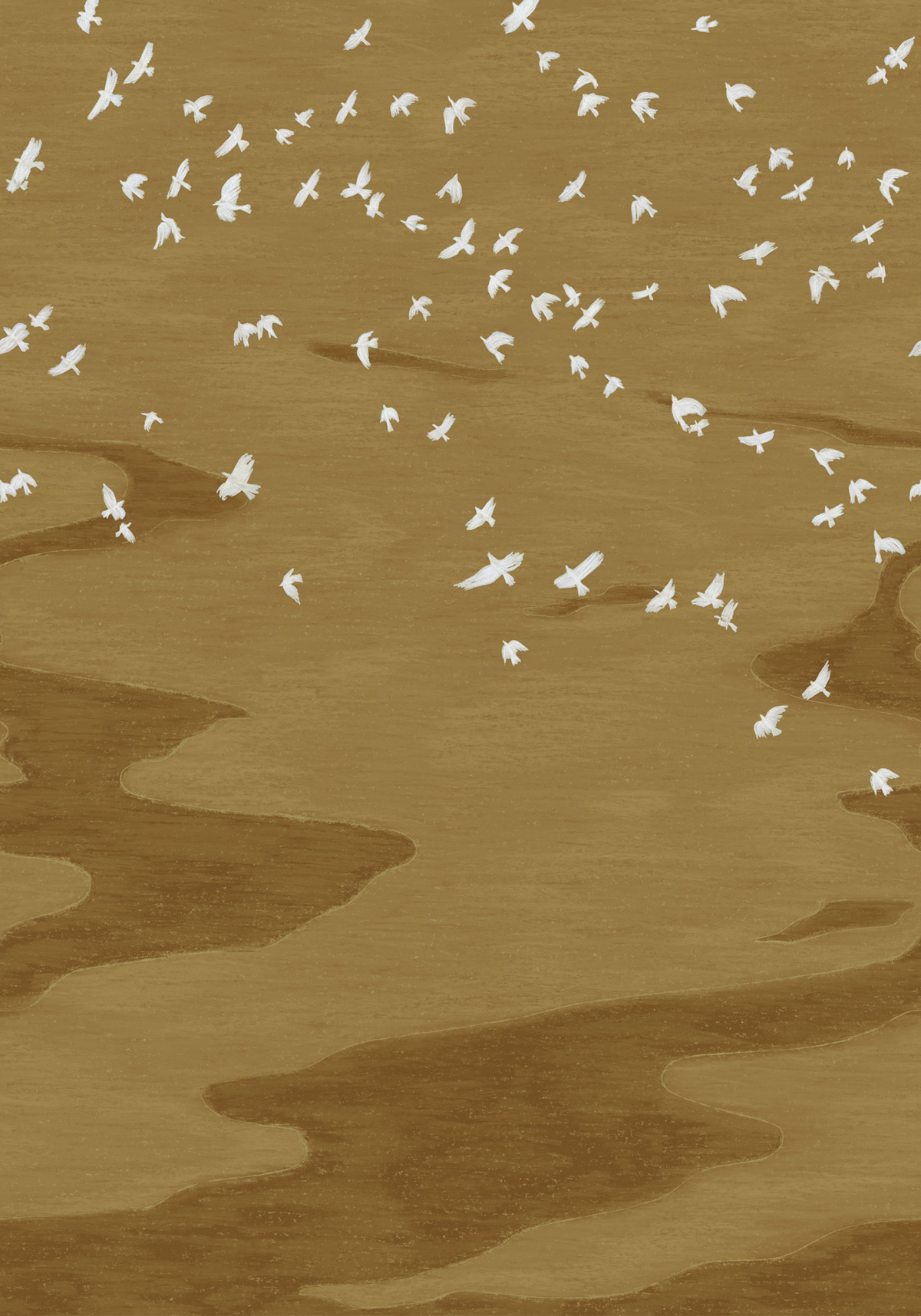 Papier peint panoramique Oiseau Migration doré - Panoramas 4 de Casamance | Réf. CAS-76730508
