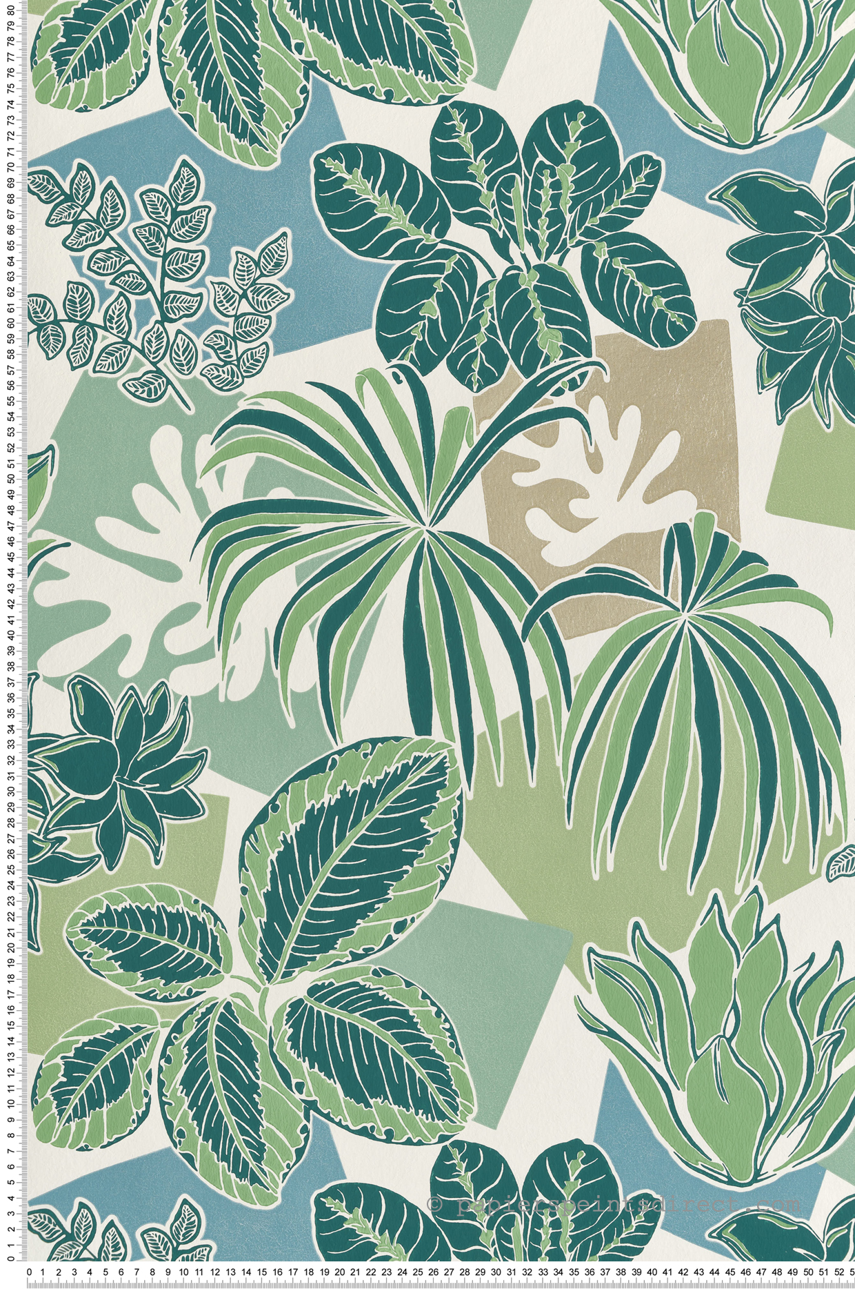 Papier peint Plante Géométrique Frondoso vert doré - Irisa d'Osborne & Little | Réf. OSB-W7855-03