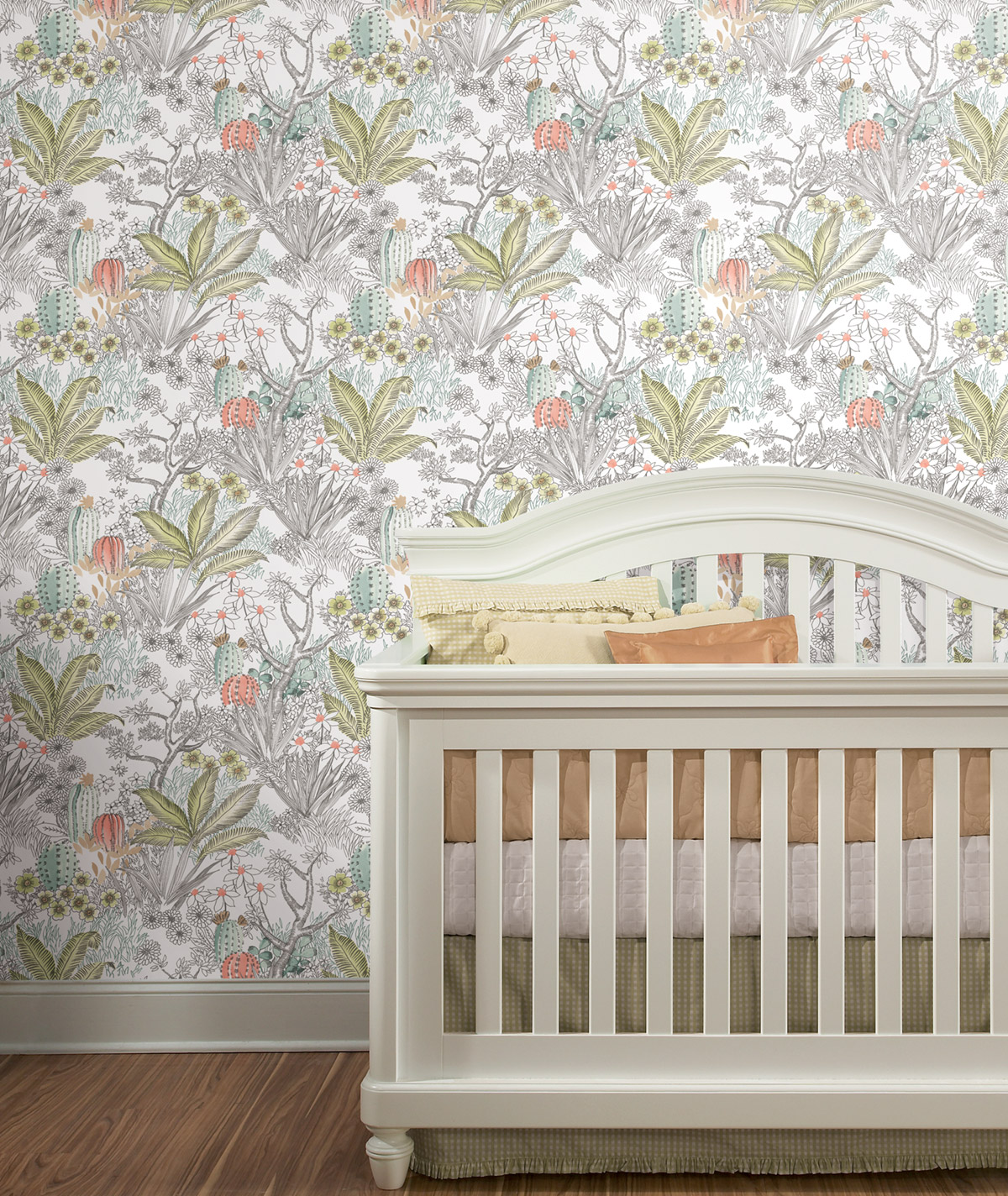 Papier peint adhésif Cactus Désert Fleuri vert - Les Adhésifs de Lutèce AMB2| Réf. LTC-PSW1213RL