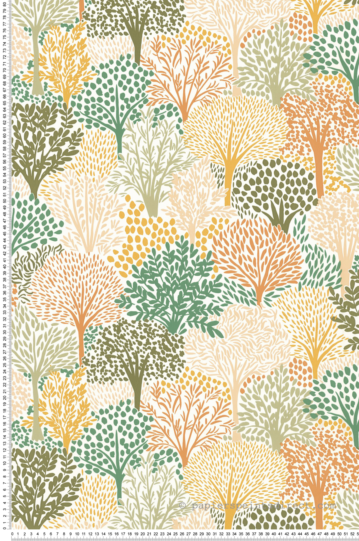 Papier peint Forêt Arbre Alice vert orange - Let's Go Girls! de Casélio | Réf. LGG104400729