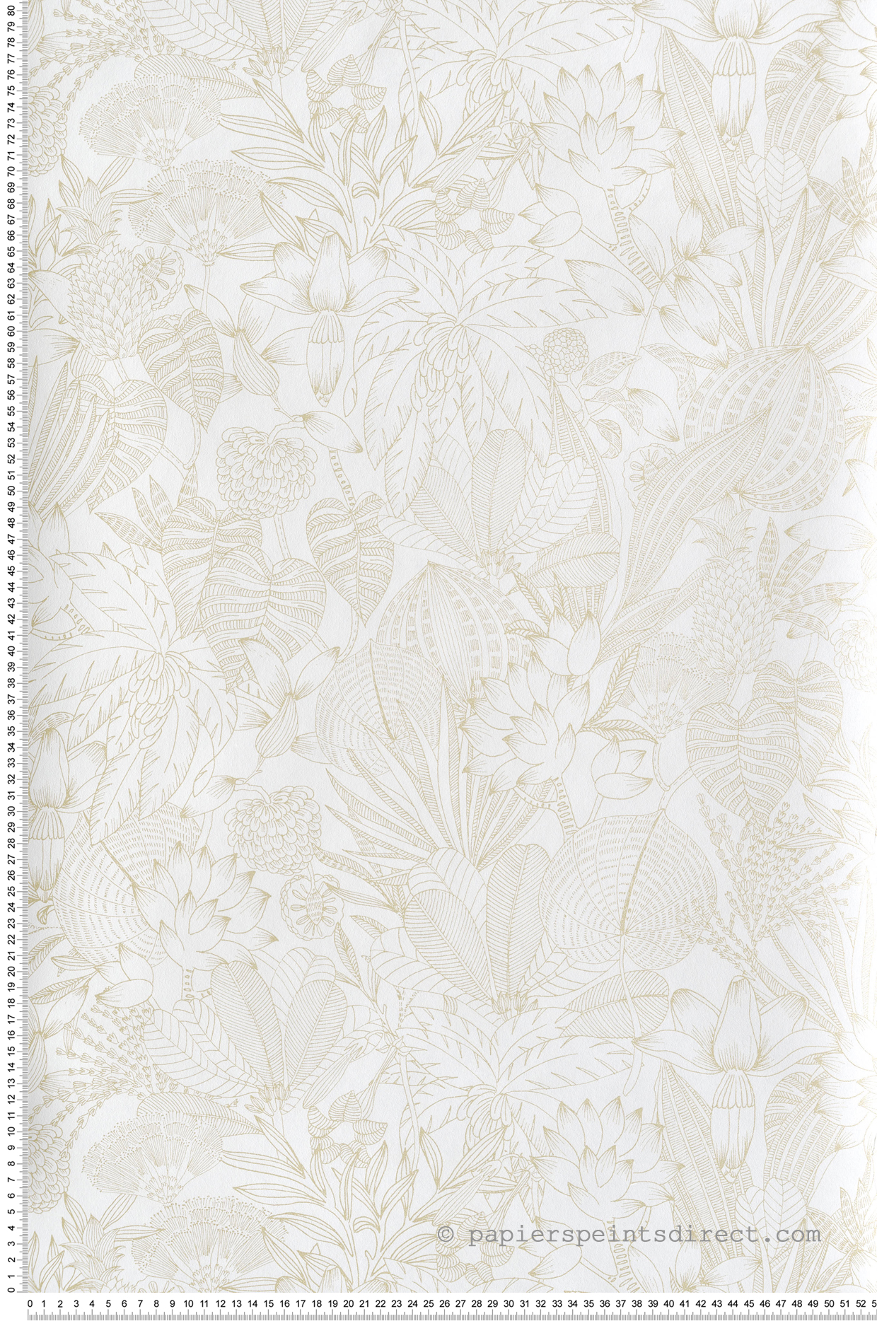 Papier peint Esquisse Fleurie Bellis blanc doré - Romance de Masureel | Réf. MAS-ROM102