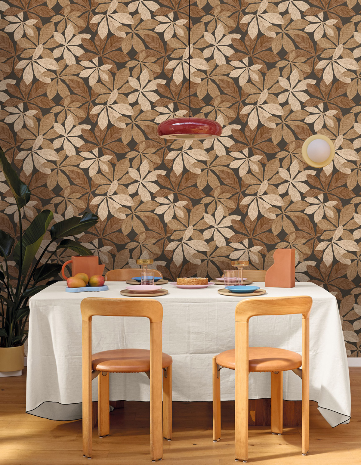 Papier peint Feuillage Lignaria anthracite brun - Woodline de Casélio | Réf. WOD106839001