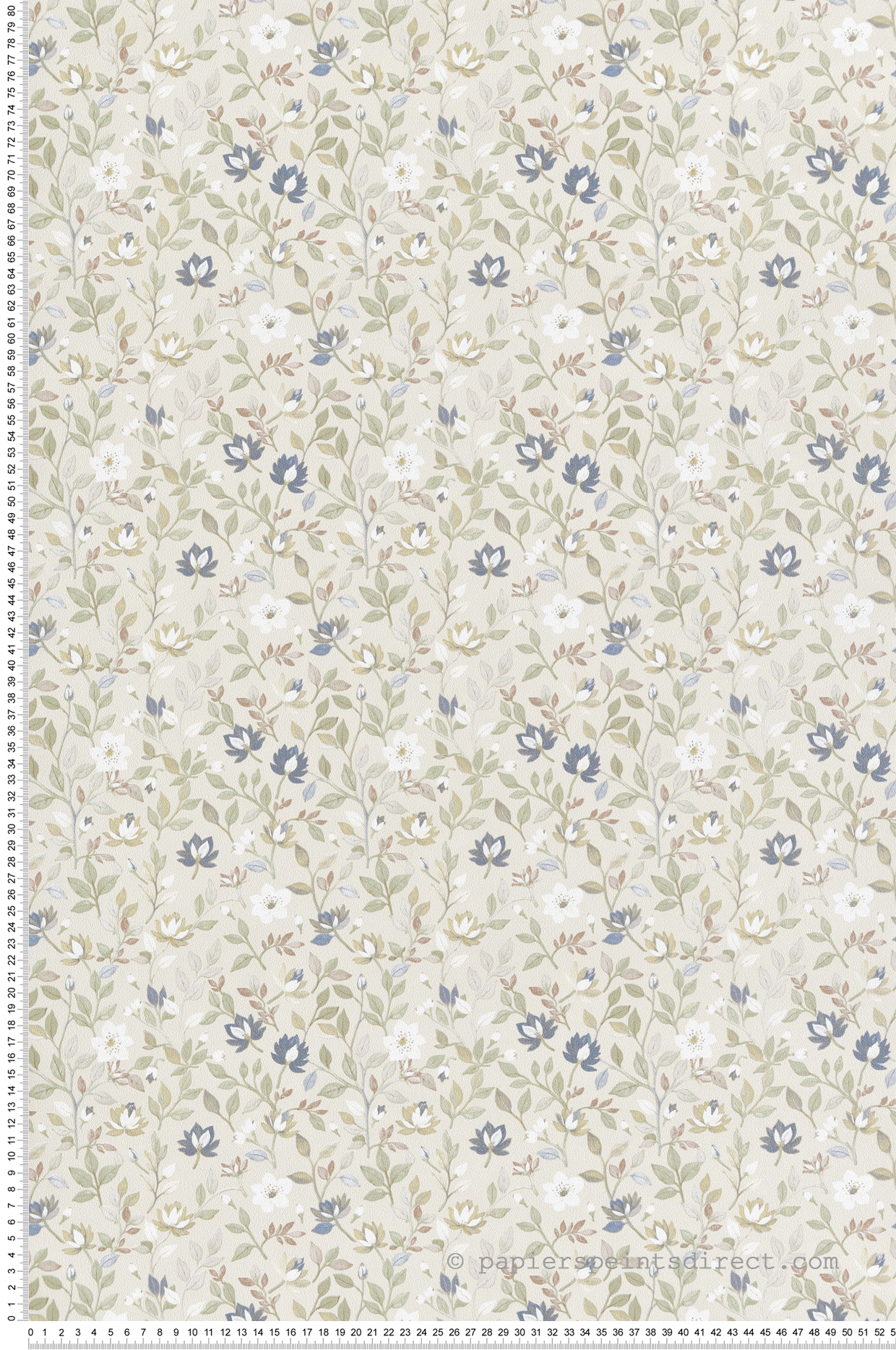 Papier peint Fleuri Allover Charme beige bleu - Garden Party 2 de Montecolino | Réf. MC-8353