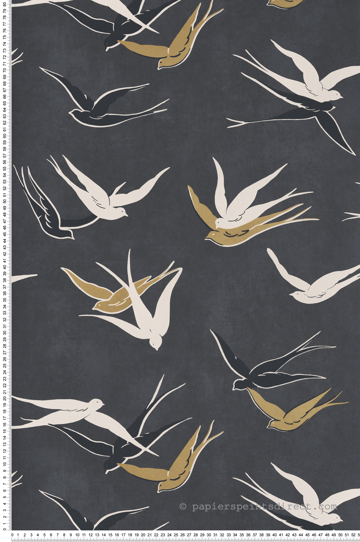 Papier peint Oiseau Hirondelle Swallow noir doré - Twenties de Casadéco | Réf. TWNT88639595