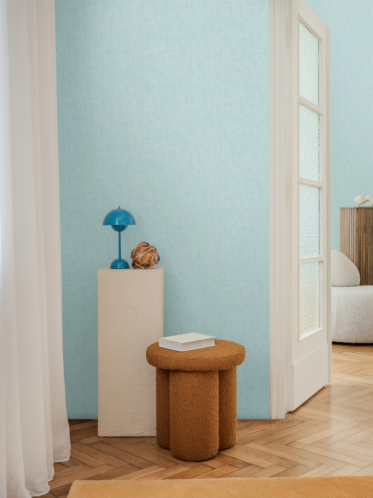 Papier peint Uni Béton bleu céleste métallisé - Cosmoliving d'A.S. Création AMB2 | Réf. AS-791092