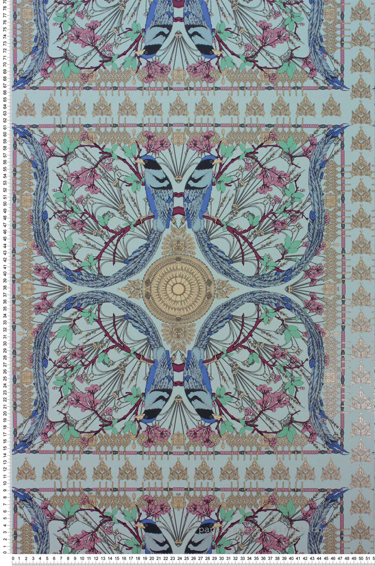 Papier peint Faïence et Oiseau bleu et doré - The Wallpaper Collection de Matthew Williamson | Réf. OSB-W7143-01