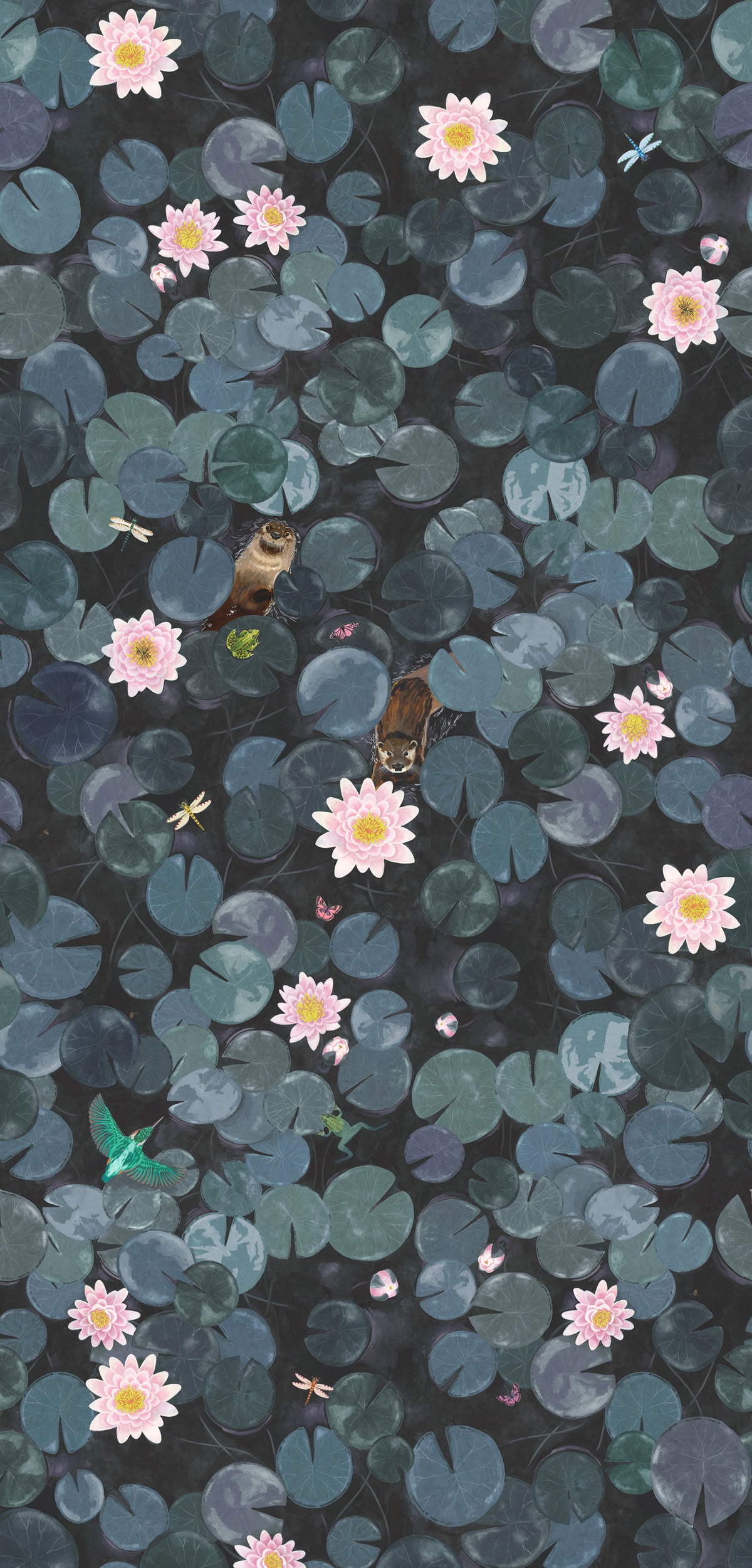 Papier peint panoramique Nénuphar Lily Pads Hicks' Blue - In The Garden de Little Greene | Réf. 0234LPHICKS