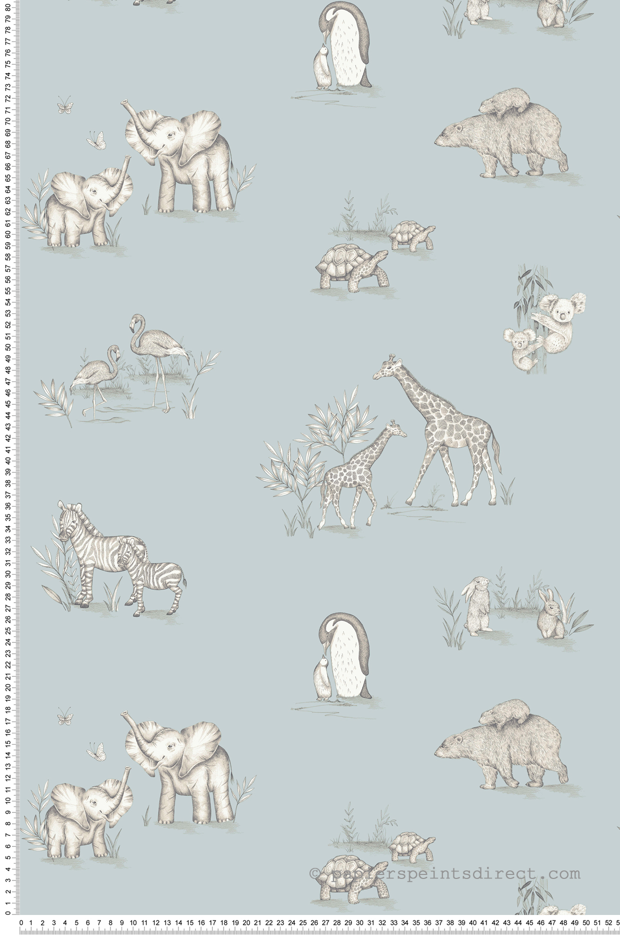 Papier peint Animaux Éléphant Safari bleu - Imagine de Lutèce | Réf. LTC-DL27551
