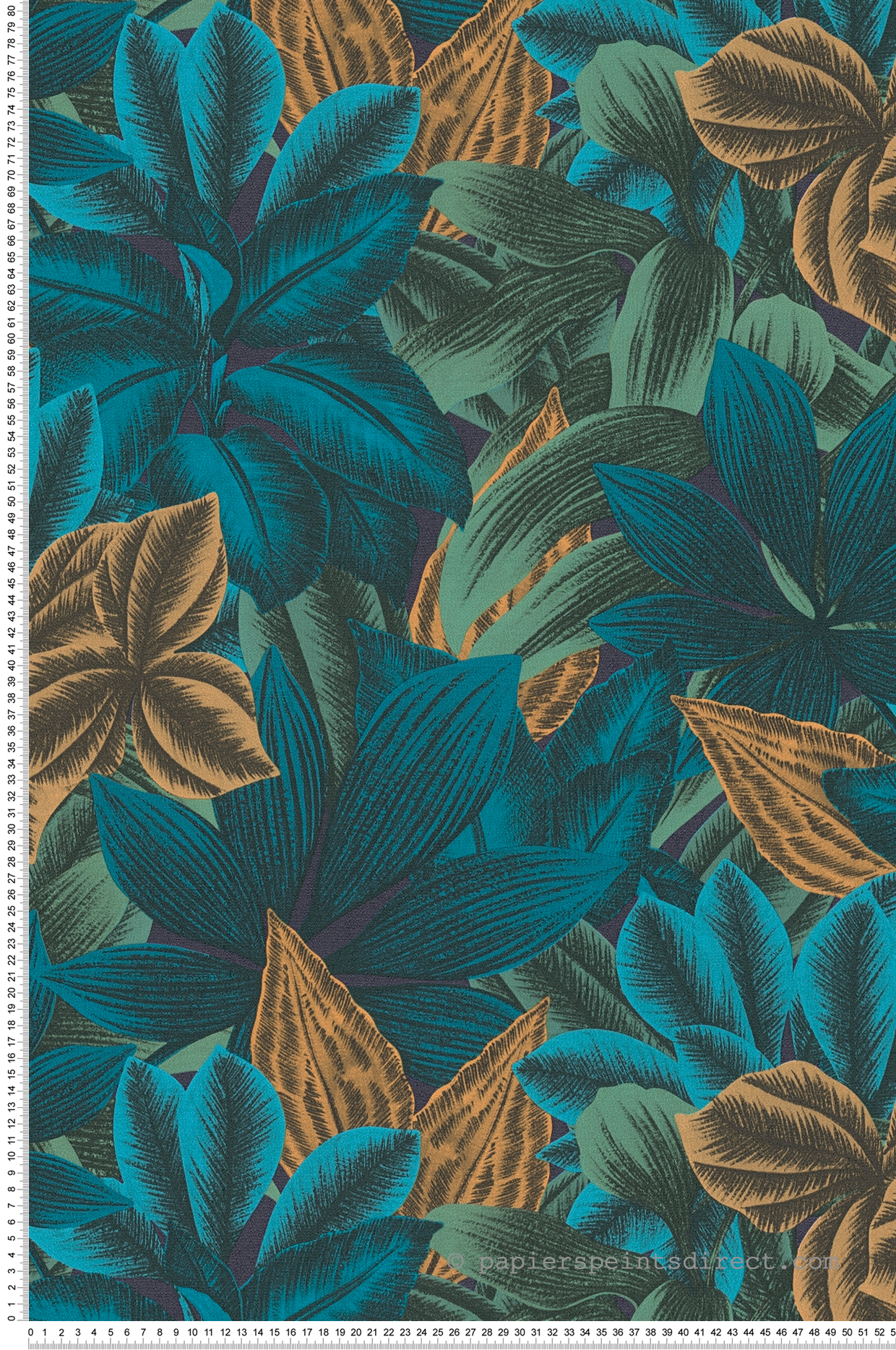 Papier peint Tropical Feuille Léa bleu moutarde- Metropolitan Stories 3 d'A.S. Création | Réf. AS-392221