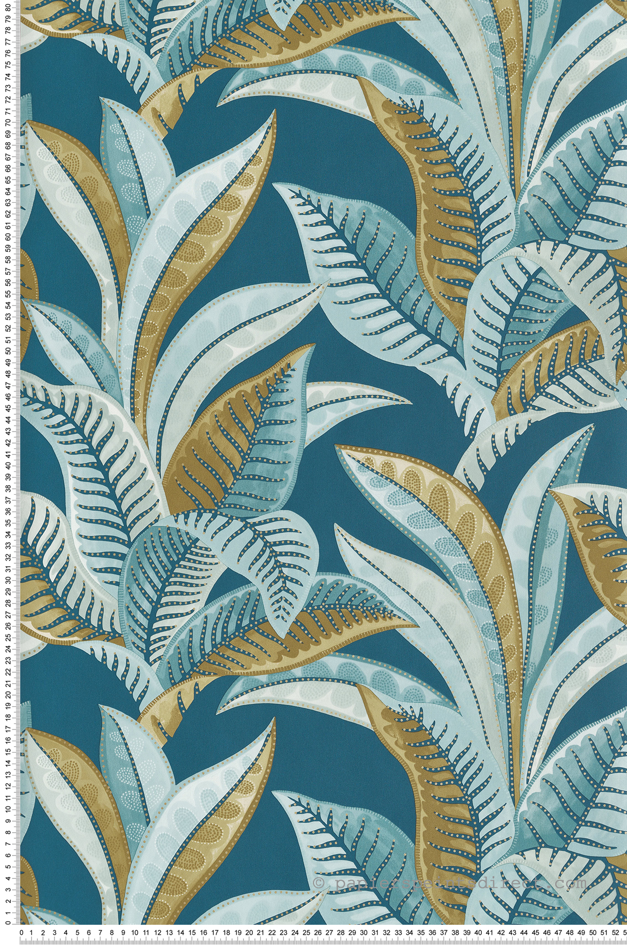 Papier peint Feuillage Vitamin Sea bleu et marron clair - Sea You Soon de Casélio | Réf. SYO102766664