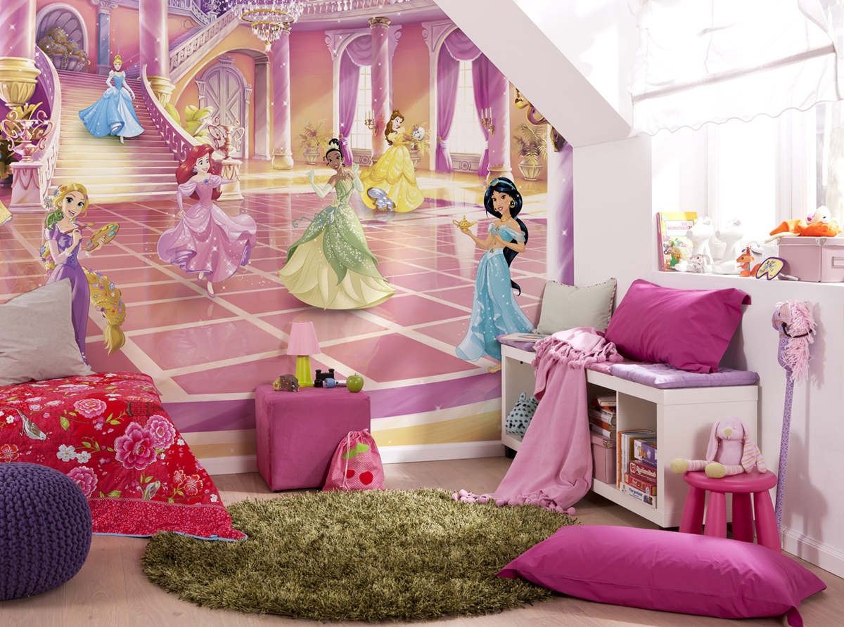 Papier peint enfant Disney Princess Glitzerparty - Papier peint Panoramique Komar