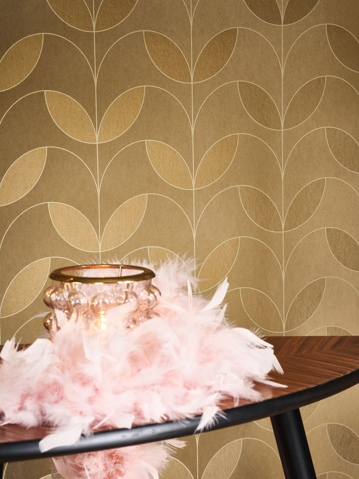 Papier peint Tulipe Art Déco Mistinguett mordoré - Années Folles de Casadéco AMB2 | Réf. ANFO201022541