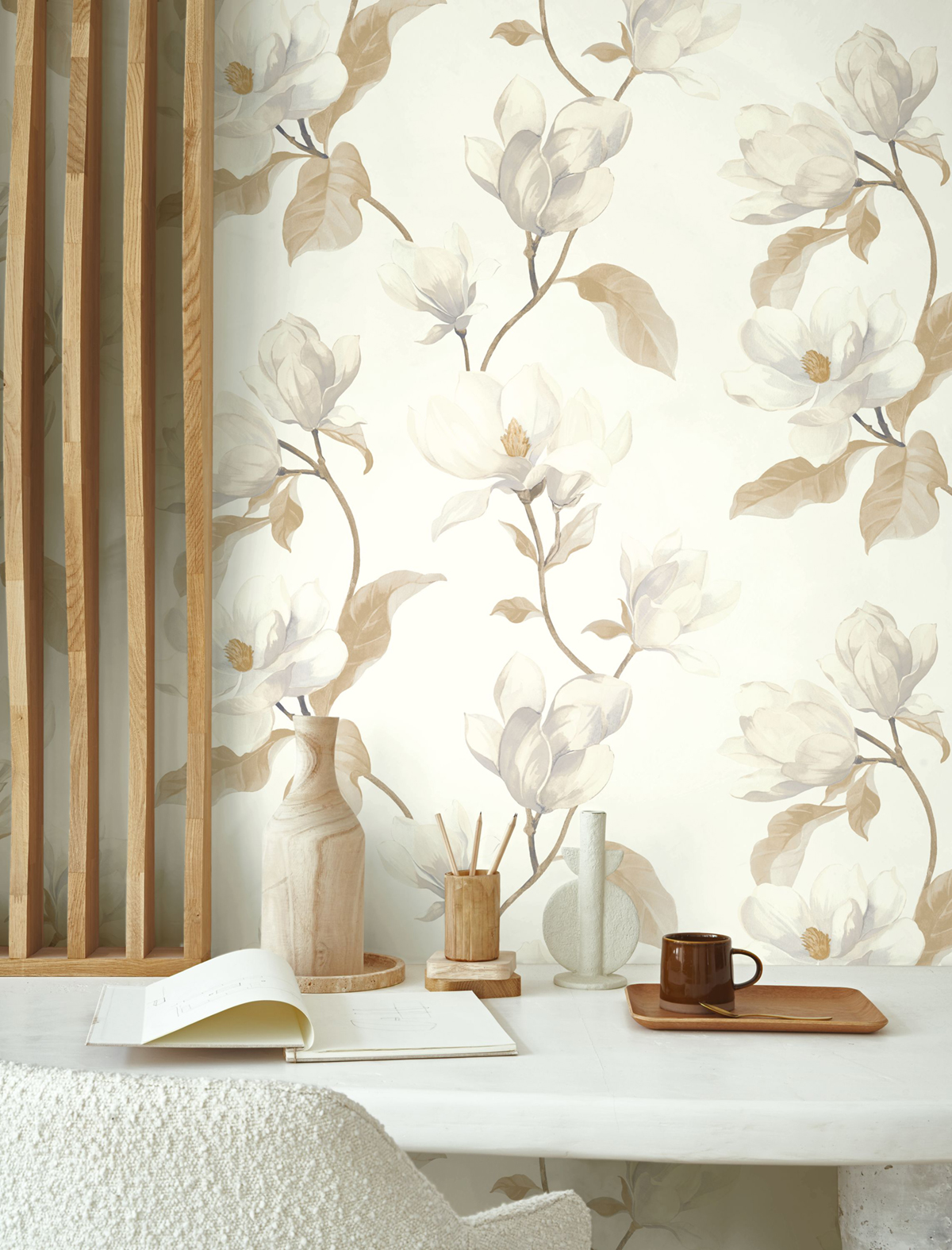 Papier peint Brume de Magnolia naturel - Le Beau Jardin de Casadéco | Réf. BJAR202541111