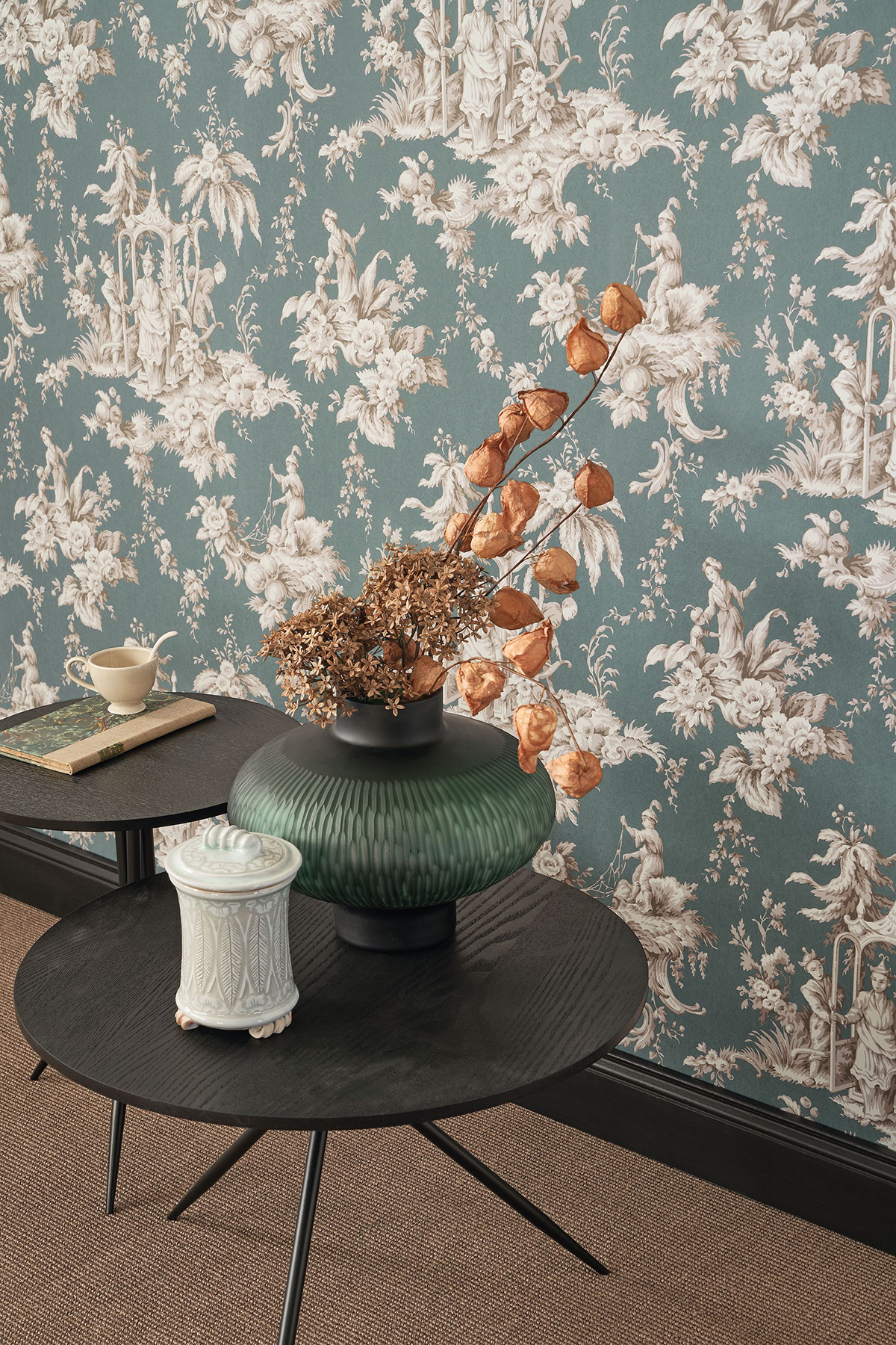 Papier peint Palais De Chine Toiles de Jouy Vert Emeraude - Les Belles Toiles De Jouy de Casadéco AMBV | Réf. LBTJ87937511