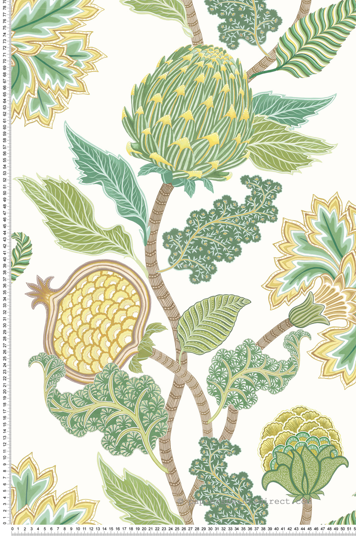 Papier peint Grenade Fleuri Cynara vert - Ananda d'Osborne & Little | Réf. OSB-W8034-03
