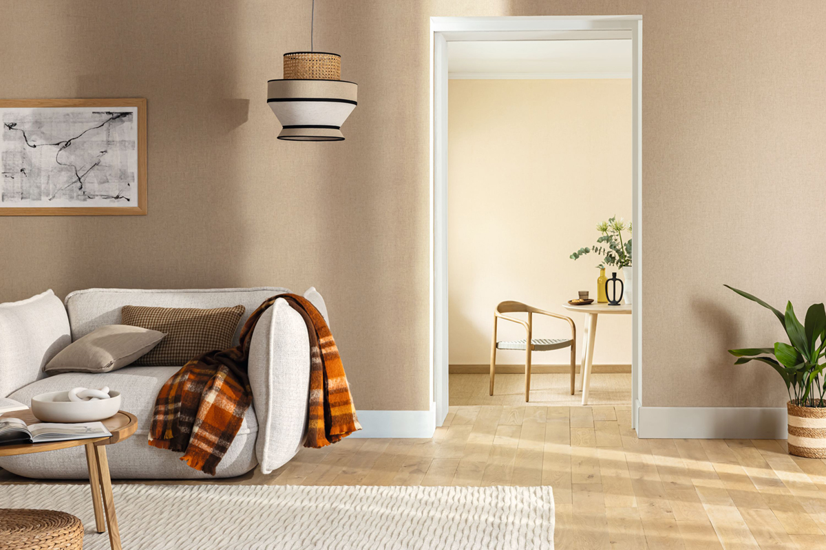 Papier peint Uni Lin écru doré - Light de Casélio AMB2| Réf. LIG103231220