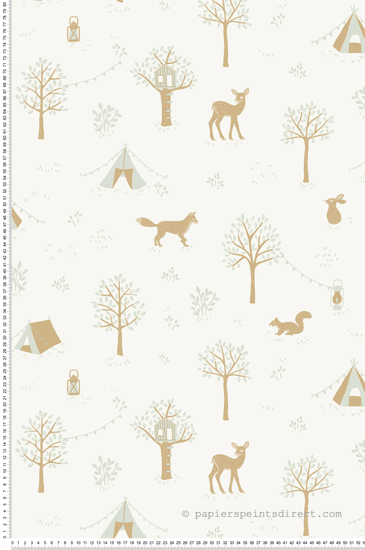 Papier peint Forêt Animaux Scouty vert d'eau - Happy Kids Club de Casélio | Réf. HKC107660754