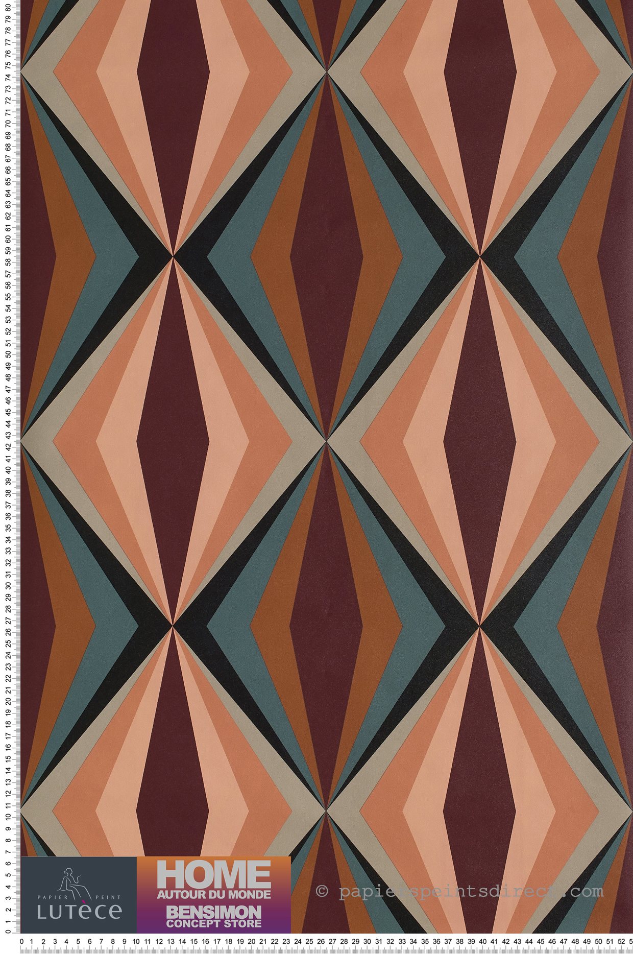 Papier Peint Losanges graphiques roses - Bensimon de Lutèce  | Réf. LTC-51173003